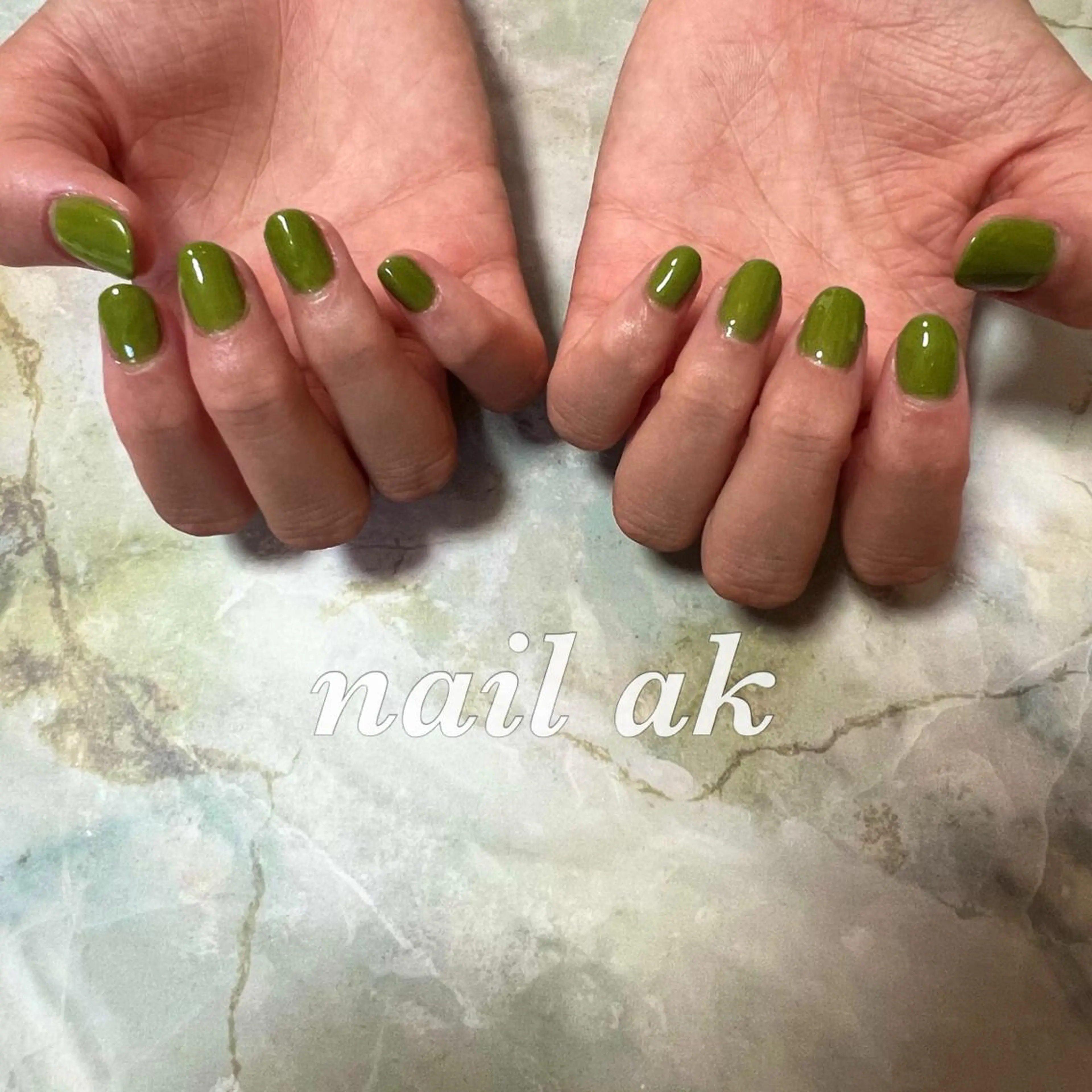 ネイル グリーン ハンドネイル ak nail .のネイルデザイン