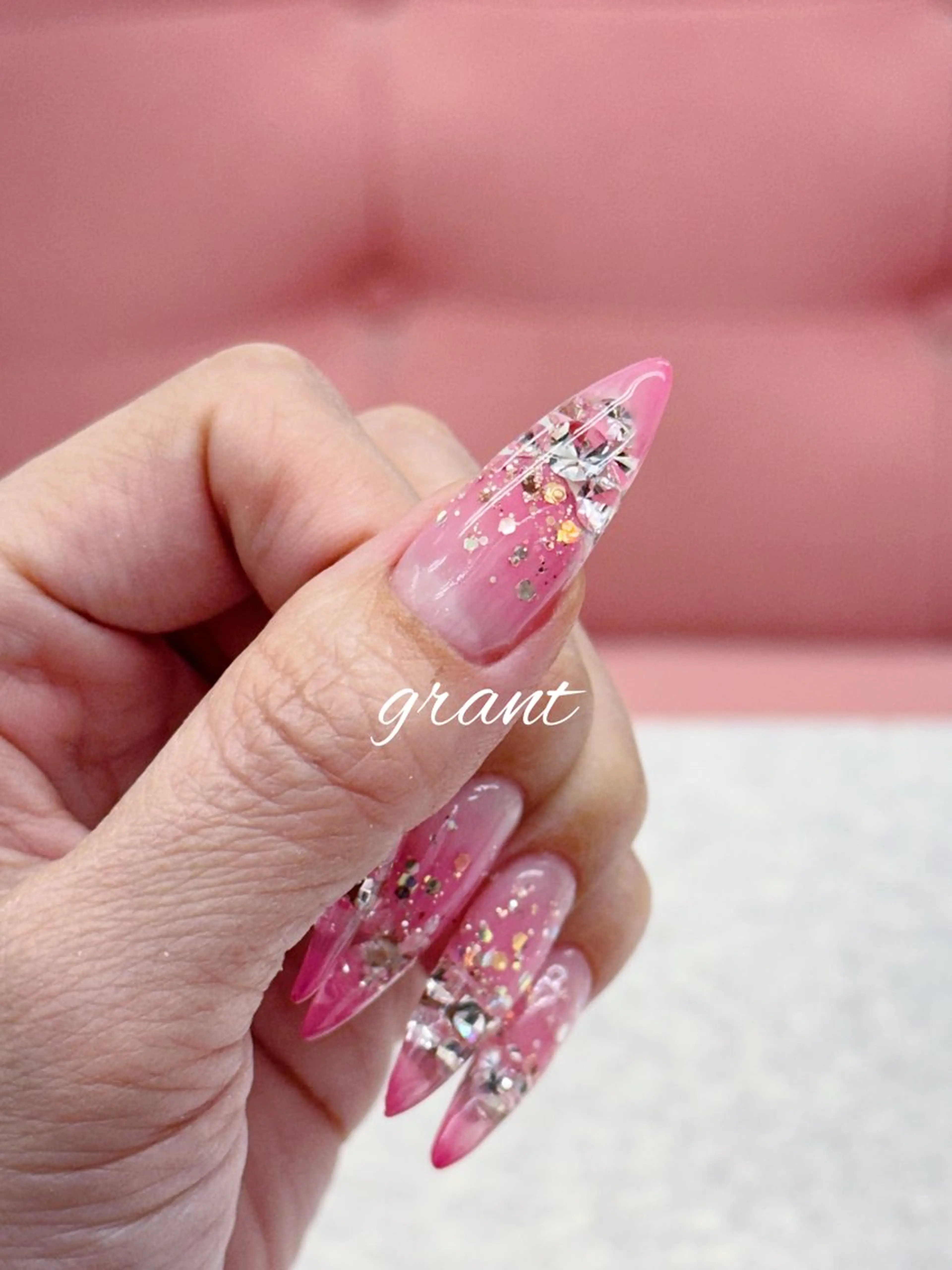 ネイル 長さ出し グラデーション 春ネイル ハンドネイル nail salon grant所属・nailsalon grantのネイルデザイン