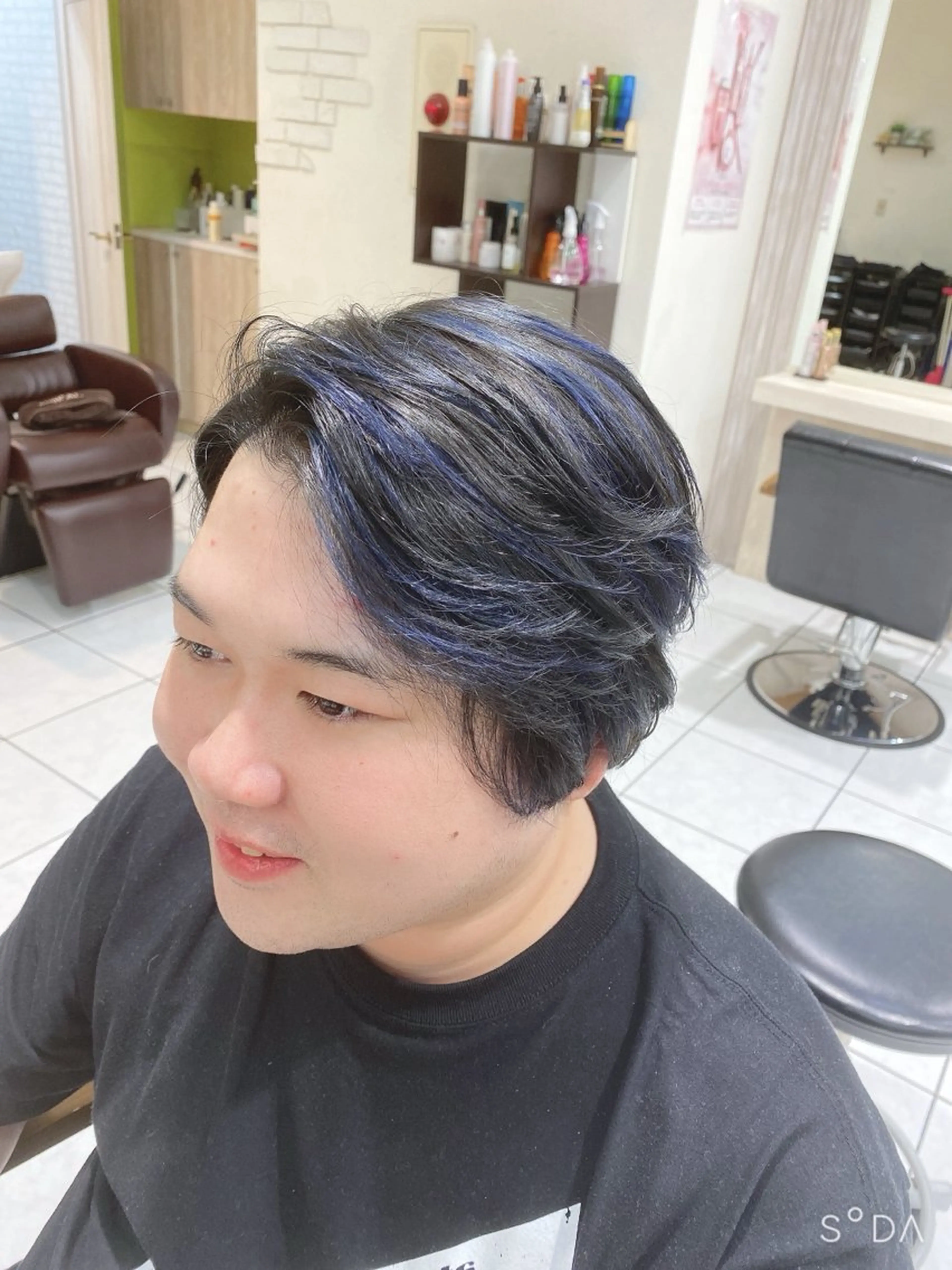 カラー メンズ メンズメッシュ ブルーカラー メッシュ 高杉 駿のヘアスタイル