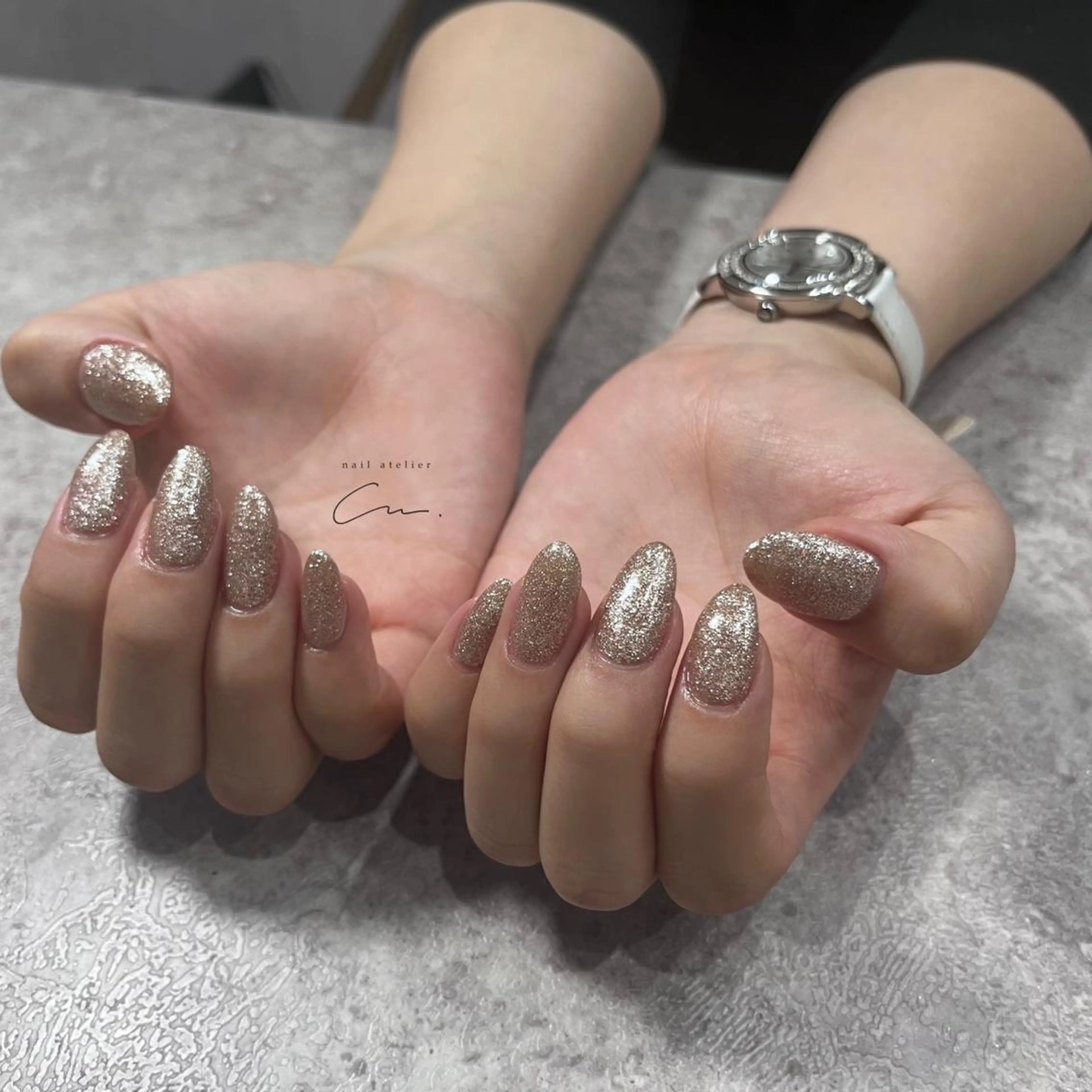 ネイル ラメ(グリッター) ワンカラーネイル ハンドネイル Cu. (くー)のネイルデザイン