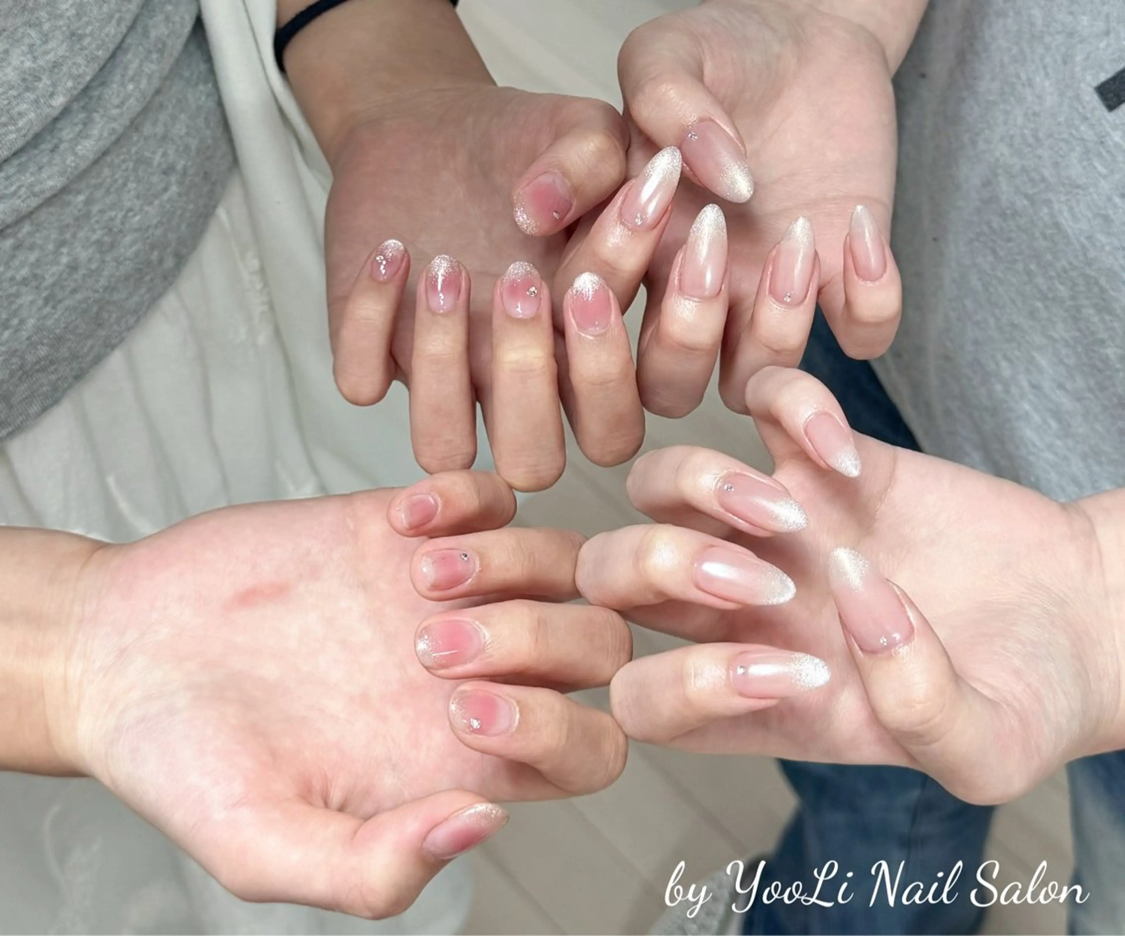 ネイル アートネイル オーロラネイル チークネイル フレンチネイル ガラスフレンチ ハンドネイル 🎀🎀YooLi Nail Salonのネイルデザイン