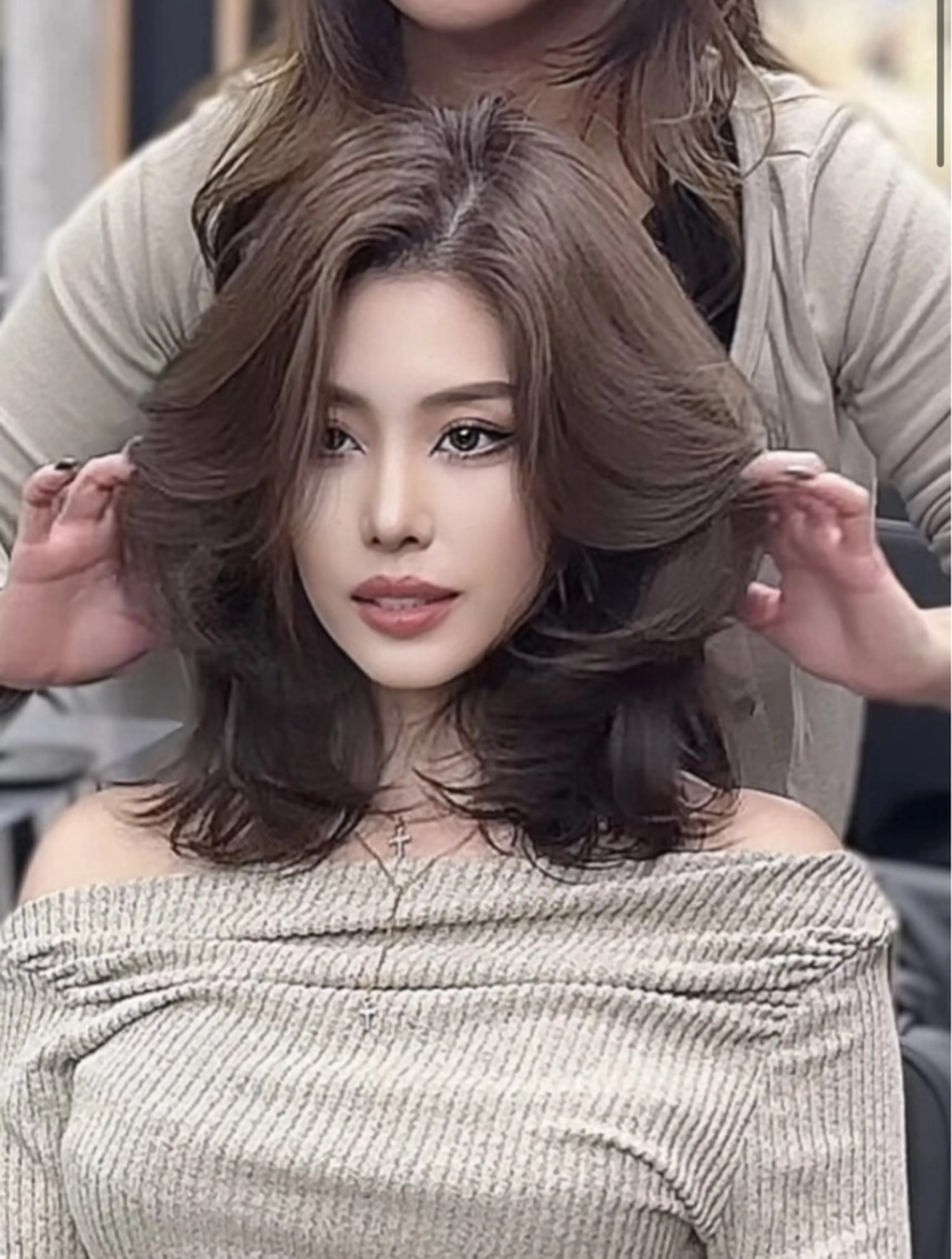 セミロング カラー カット ヘアカラー ハイライト、レイヤー カット/西梅田/中西のヘアスタイル