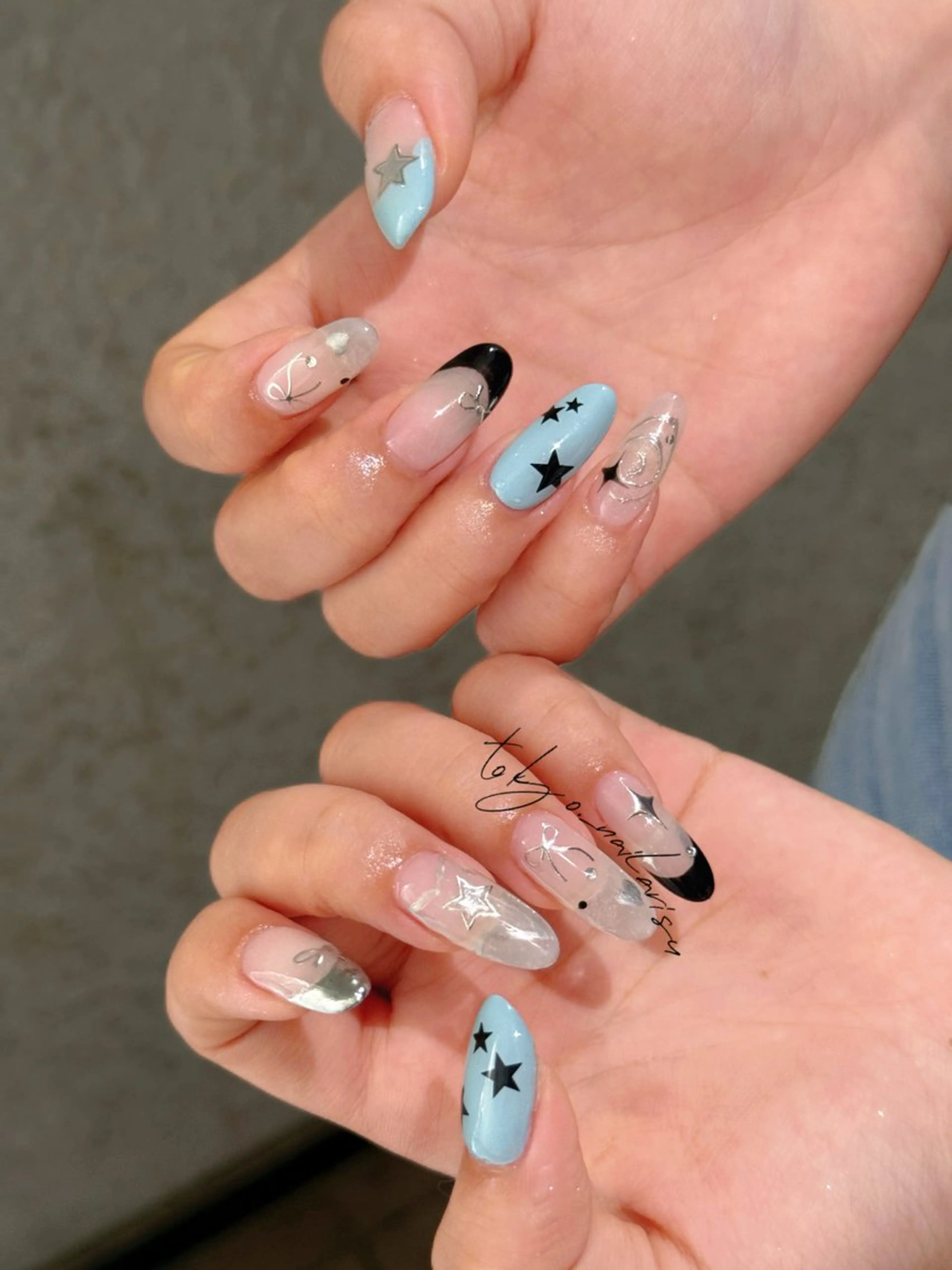 ★チップ長さだし+持ち込みデザイン★デザイン10本★(ソフトジェルオフ＋550円+30min)の写真