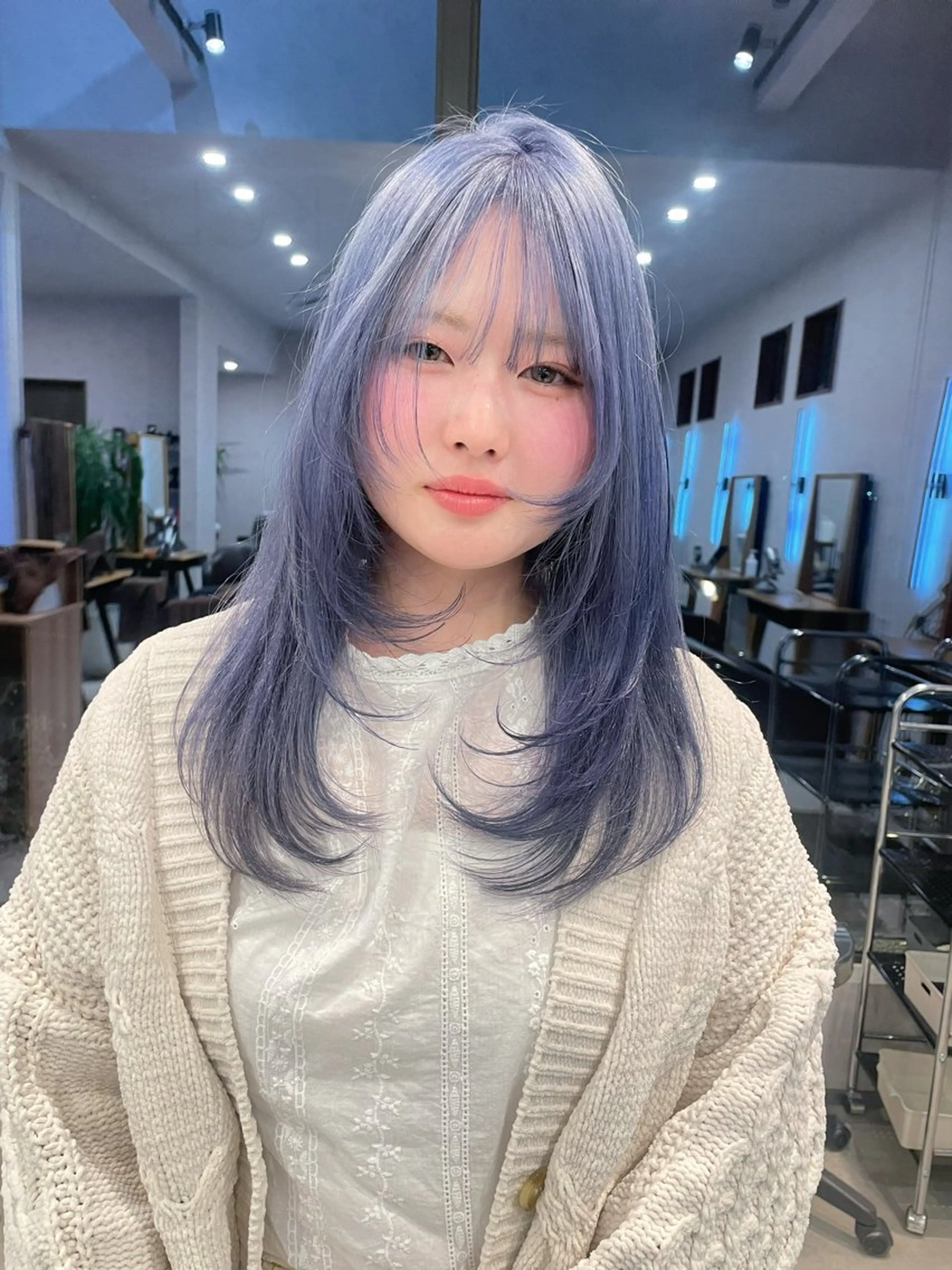 セミロング カラー ブルーカラー シルバー ヘアカラー 透明カラー/レイヤー misaki °＊のヘアスタイル