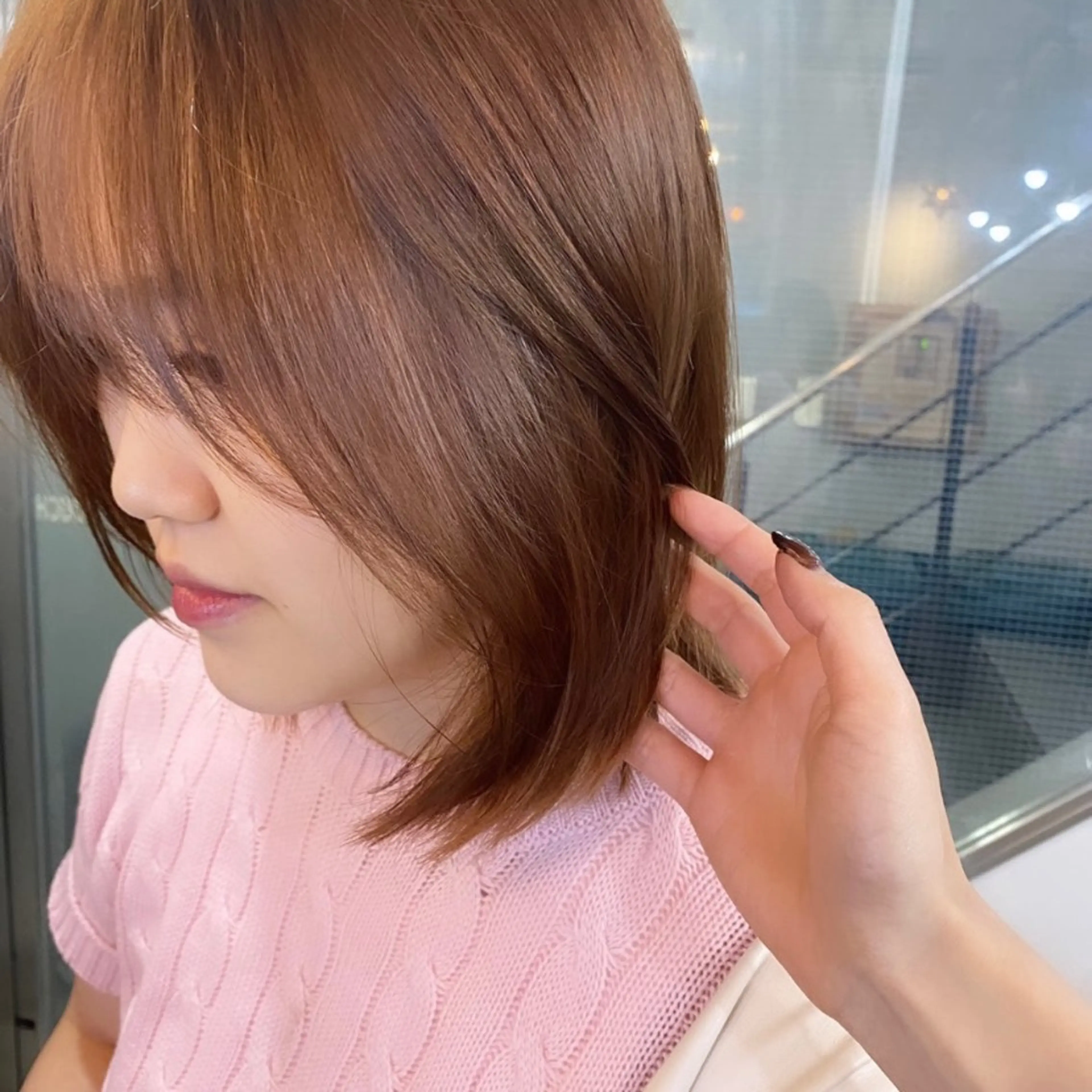 ミディアム アッシュ ミルクティーブラウン ヨシンモリ 韓国風ヘア レイヤーカット 透明感/韓国風 🤍moeka🤍のヘアスタイル