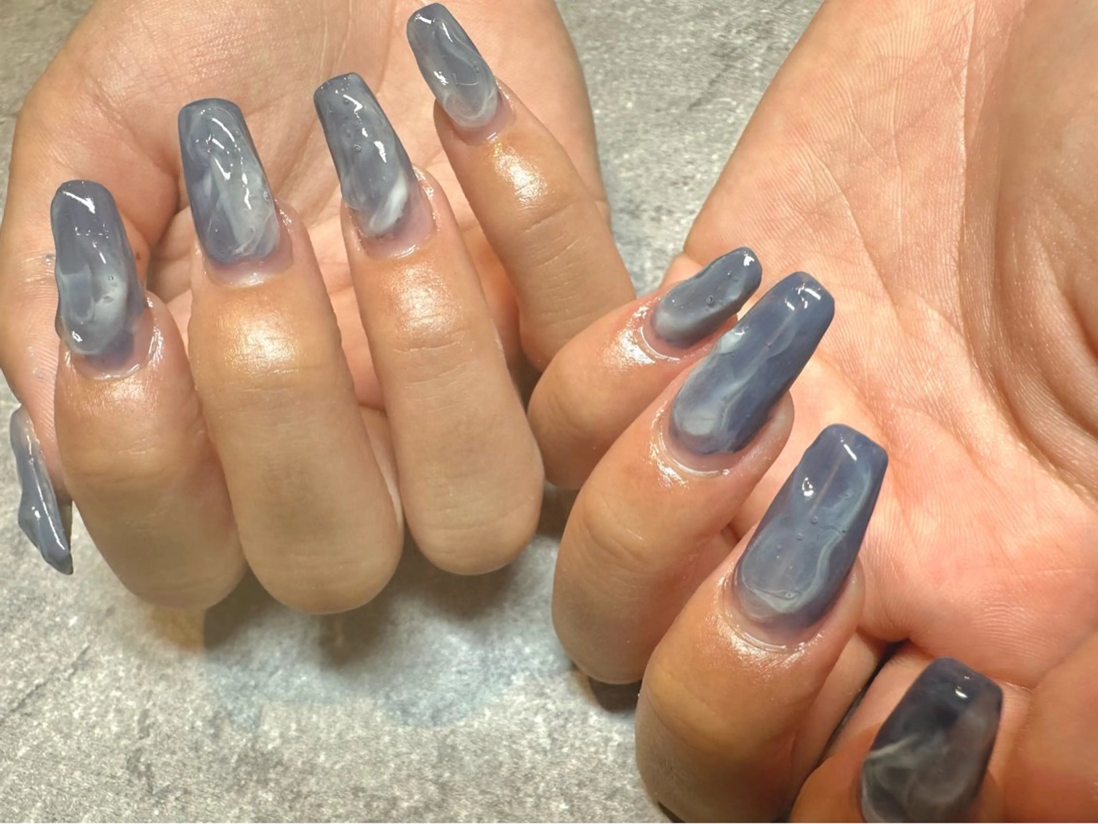 ネイル ブルー ニュアンスネイル ネイルサロンW【深江橋店】所属・MA RIEのネイルデザイン