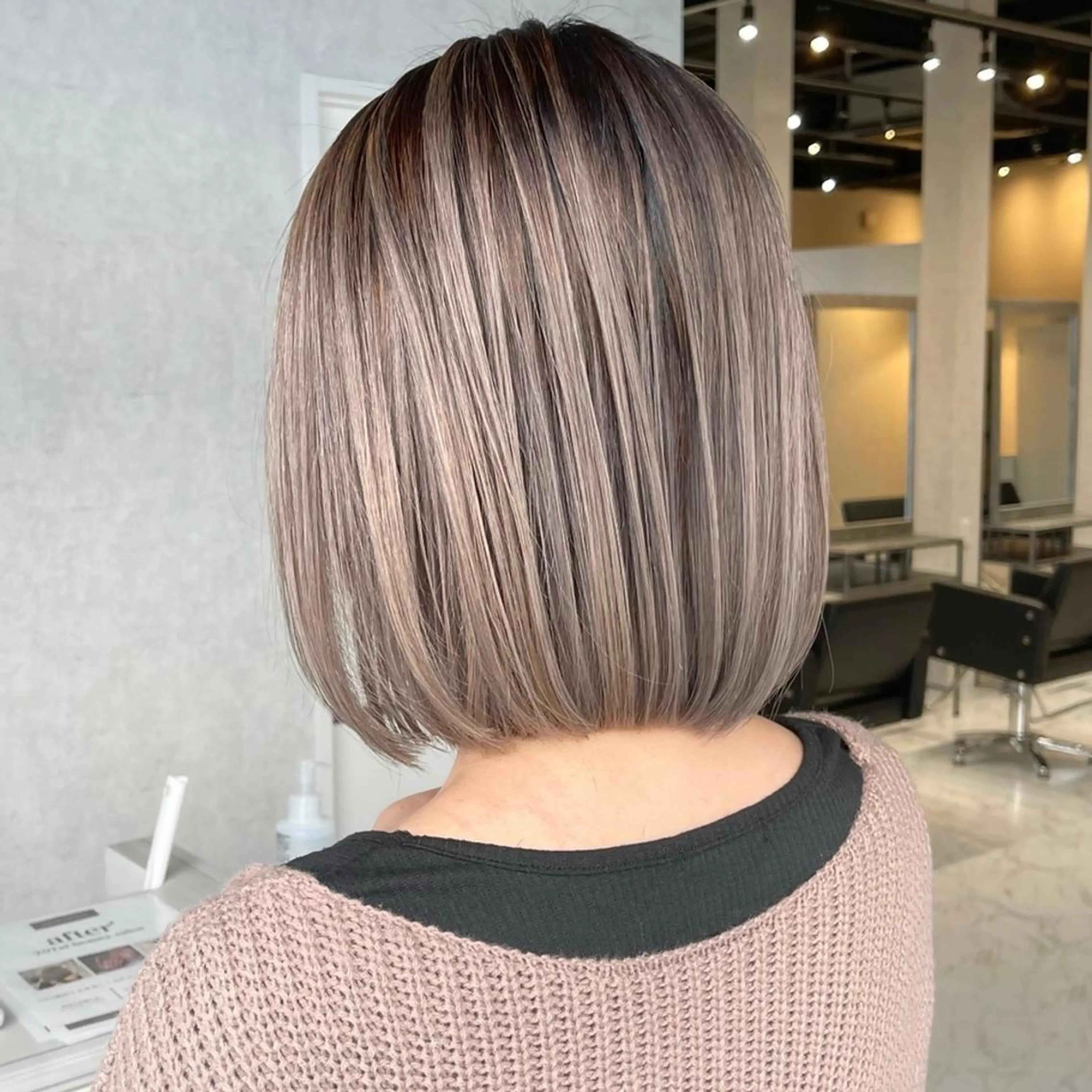 ショート カラー バレイヤージュ デザインカラー ハイライトカラー 外国人風カラー ハイライト カット ヘアカラー トリートメント アンドウ ユウ/ レイヤーカット/韓国のヘアスタイル