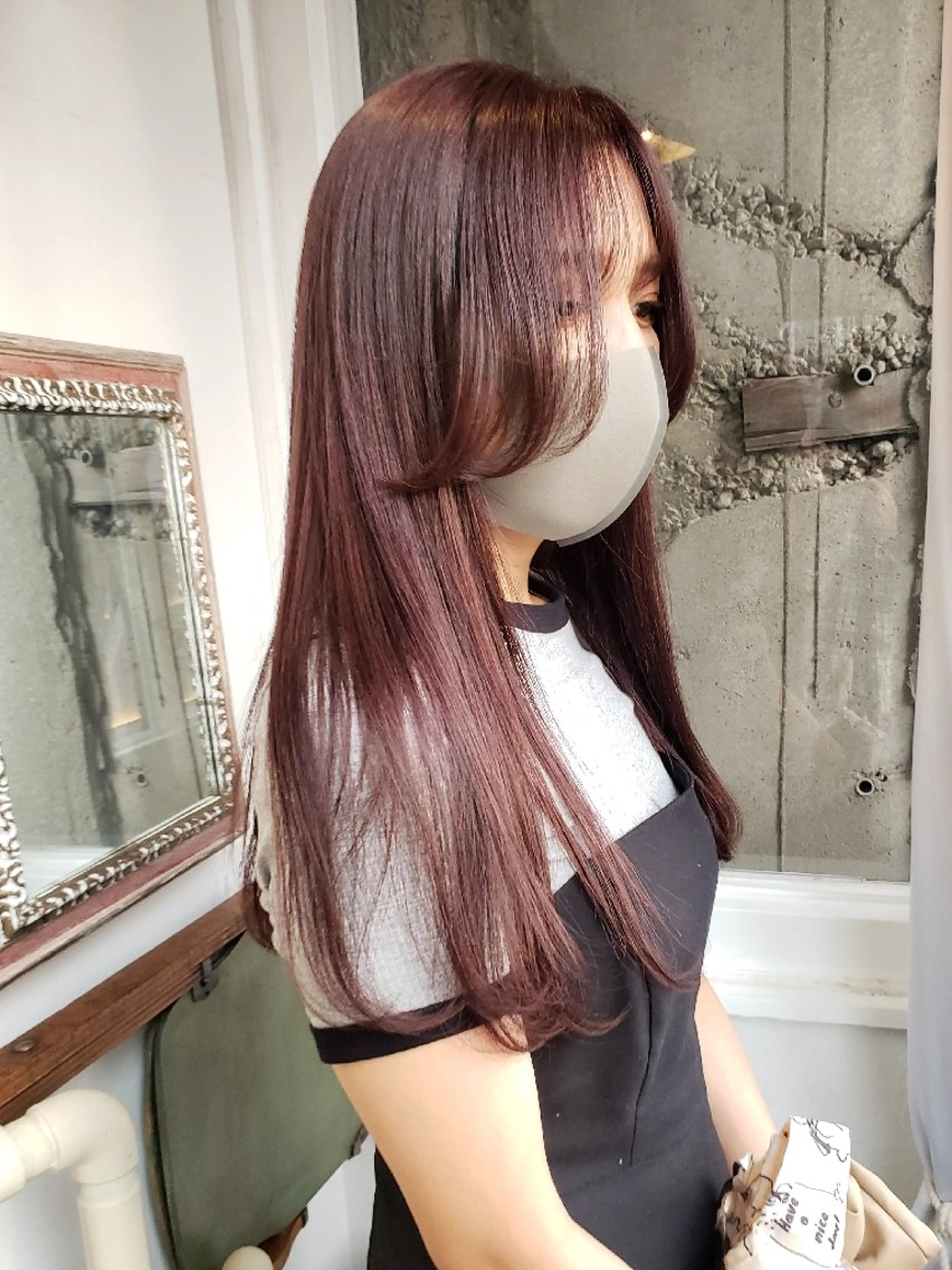 ロング カラー ヘアアレンジ ブラウンカラー ピンクカラー ピンクブラウン レッドカラー レッドブラウン カット トリートメント 成瀬 弘光のヘアスタイル