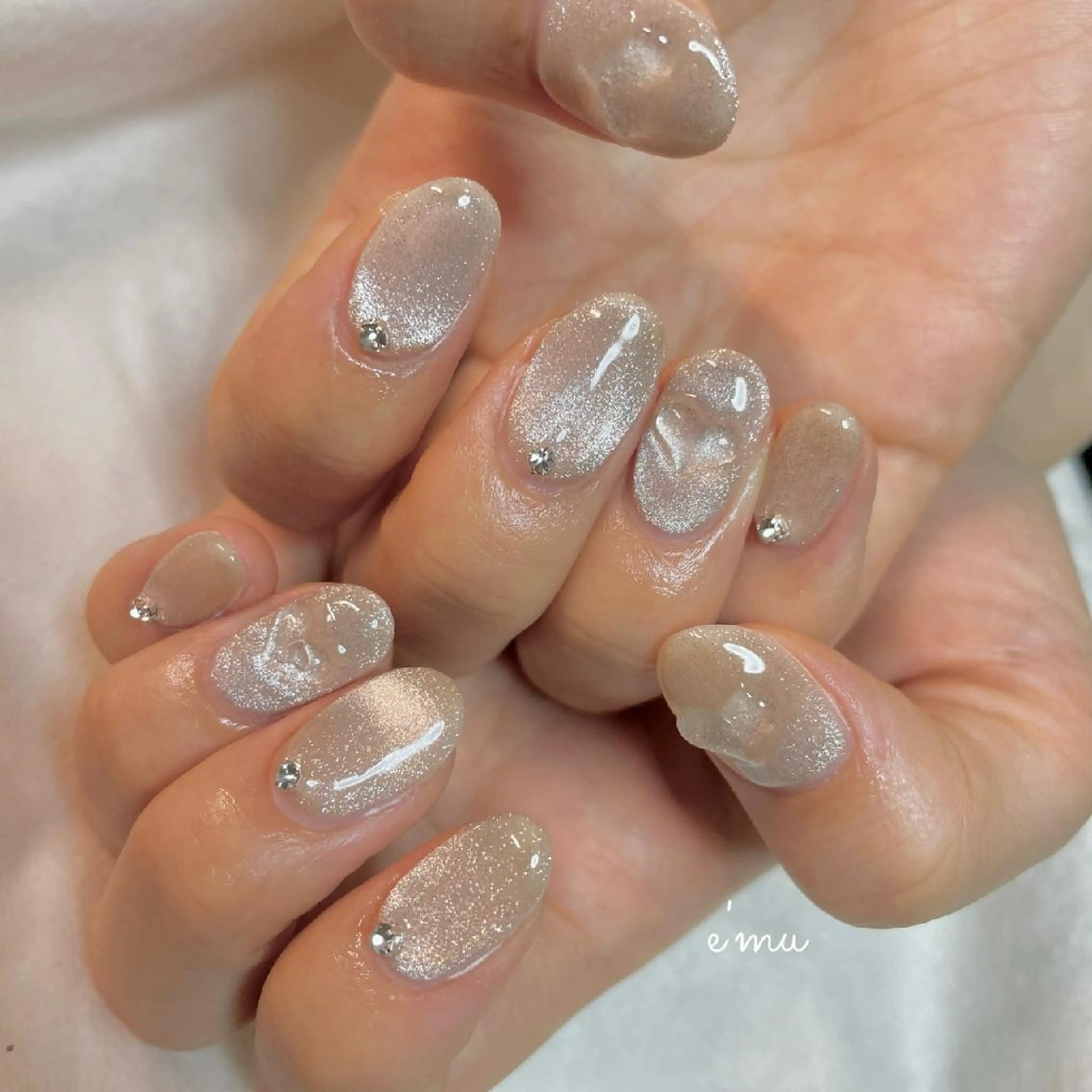 ネイル ハート マグネットネイル ワンカラーネイル ハンドネイル nail salon e'mu💐のネイルデザイン