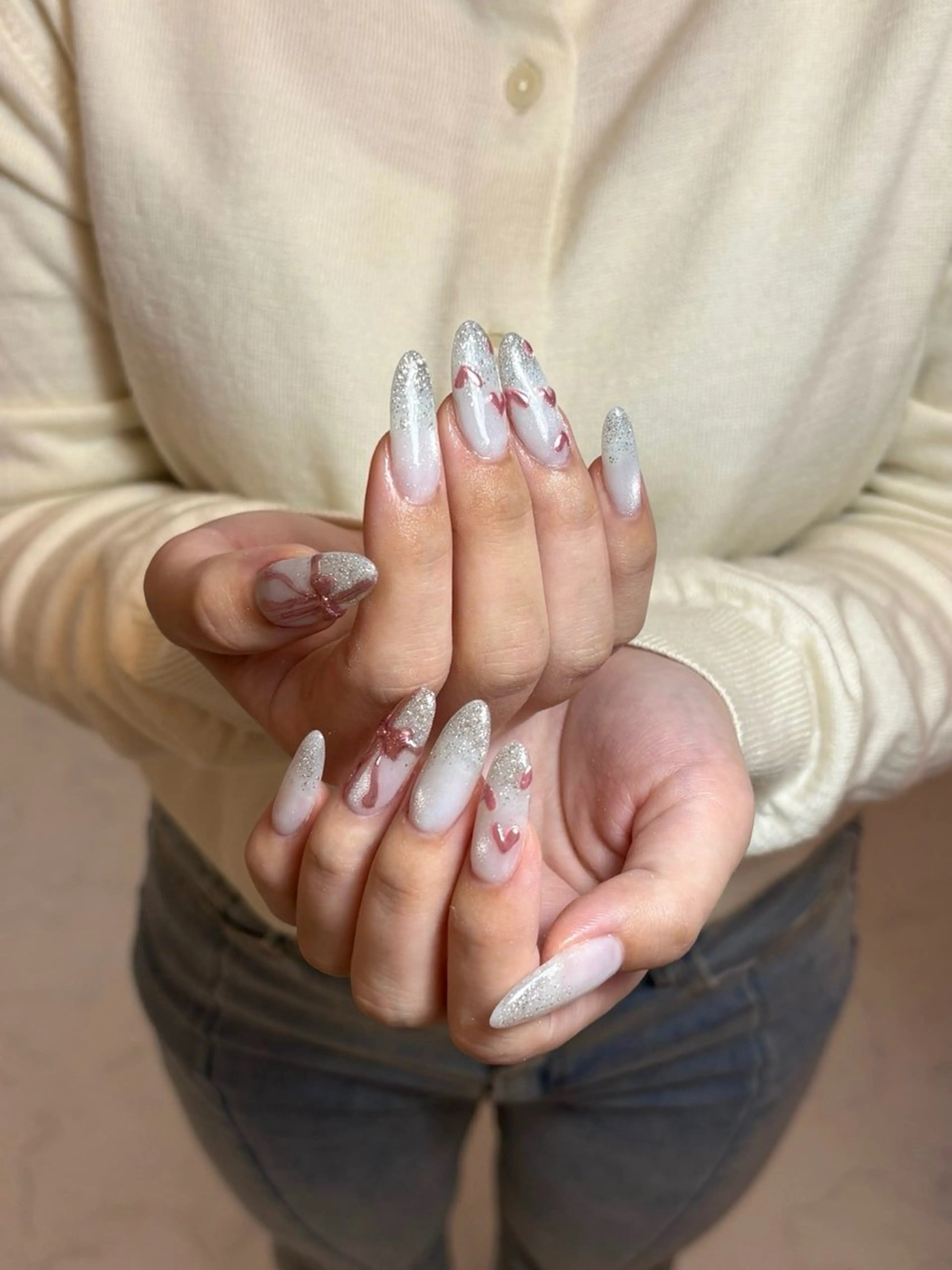 ネイル フラッシュネイル ハート 氷ネイル・うるうるネイル マグネットネイル ミラーネイル ハンドネイル Le:M nail Mikuのネイルデザイン