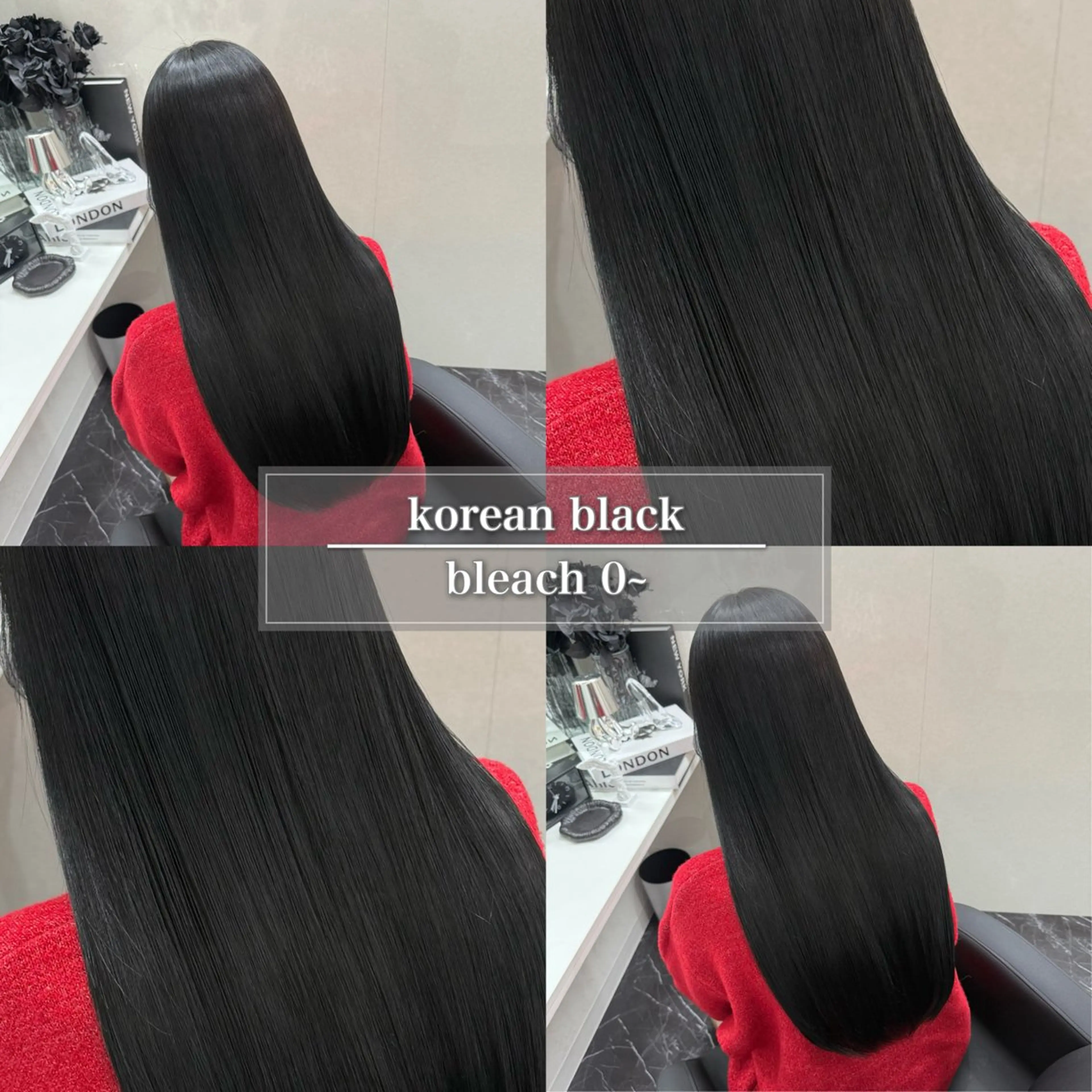 セミロング カラー 黒髪 ブリーチ ブルーカラー ブルーブラック ダークグレー ヘアカラー トリートメント ハイトーン/ 髪質改善/上質艶髪のヘアスタイル