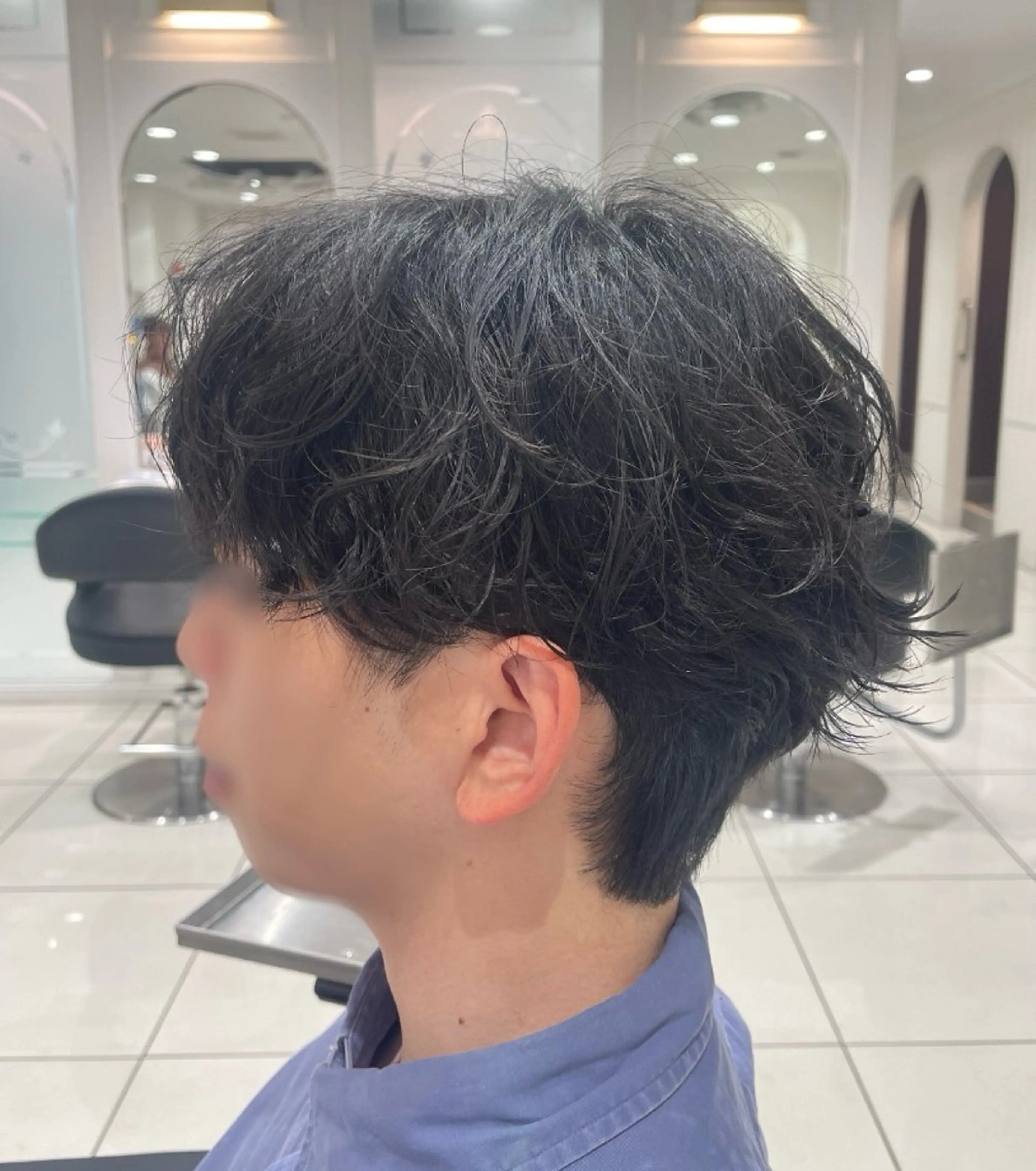 パーマ メンズ マッシュ メンズパーマ カット パーマ センターパート 川島爽楽のヘアスタイル