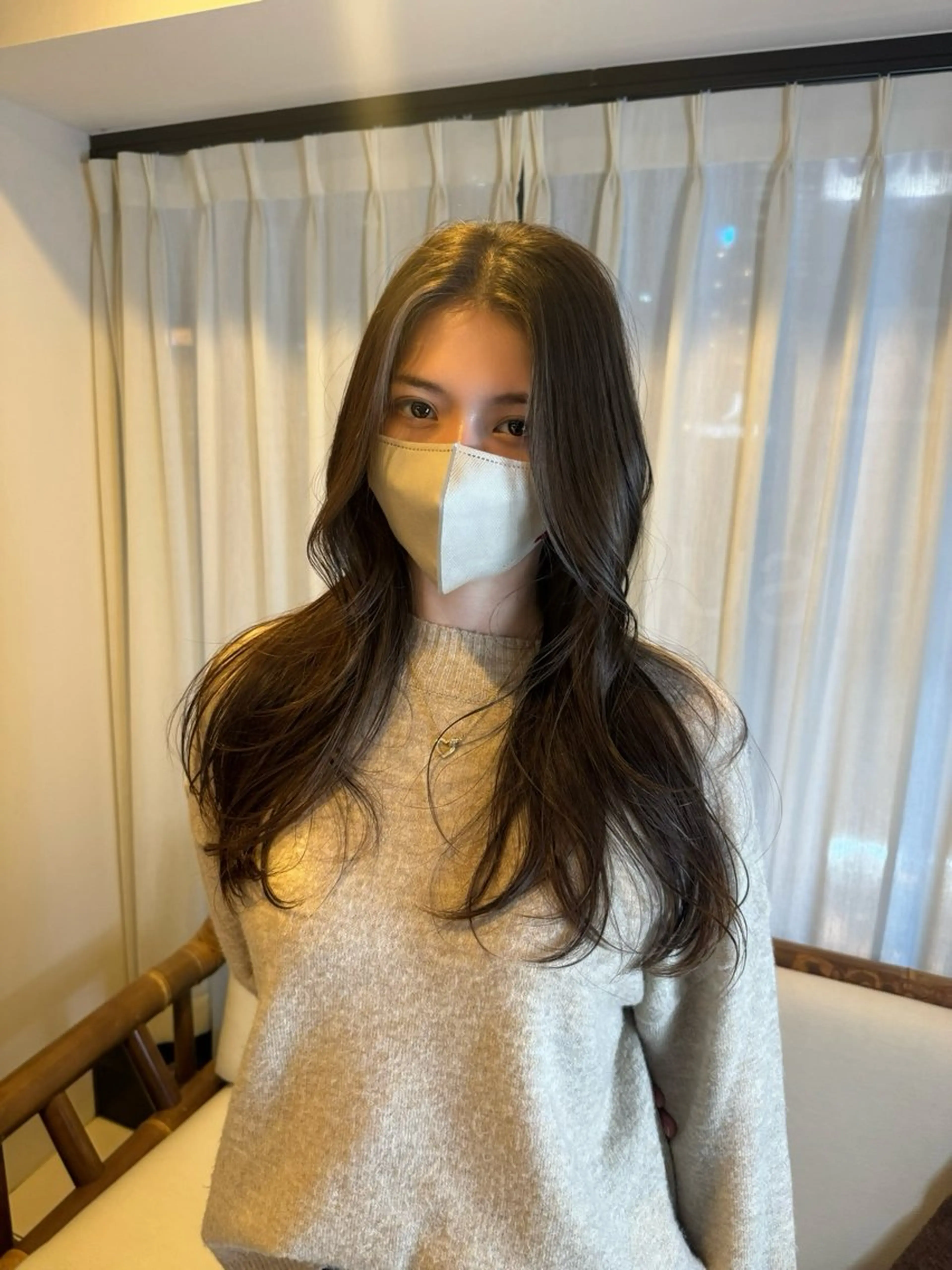 ロング アッシュ 外国人風カラー レイヤーカット Bonheur銀座 /前田 栞九郎のヘアスタイル