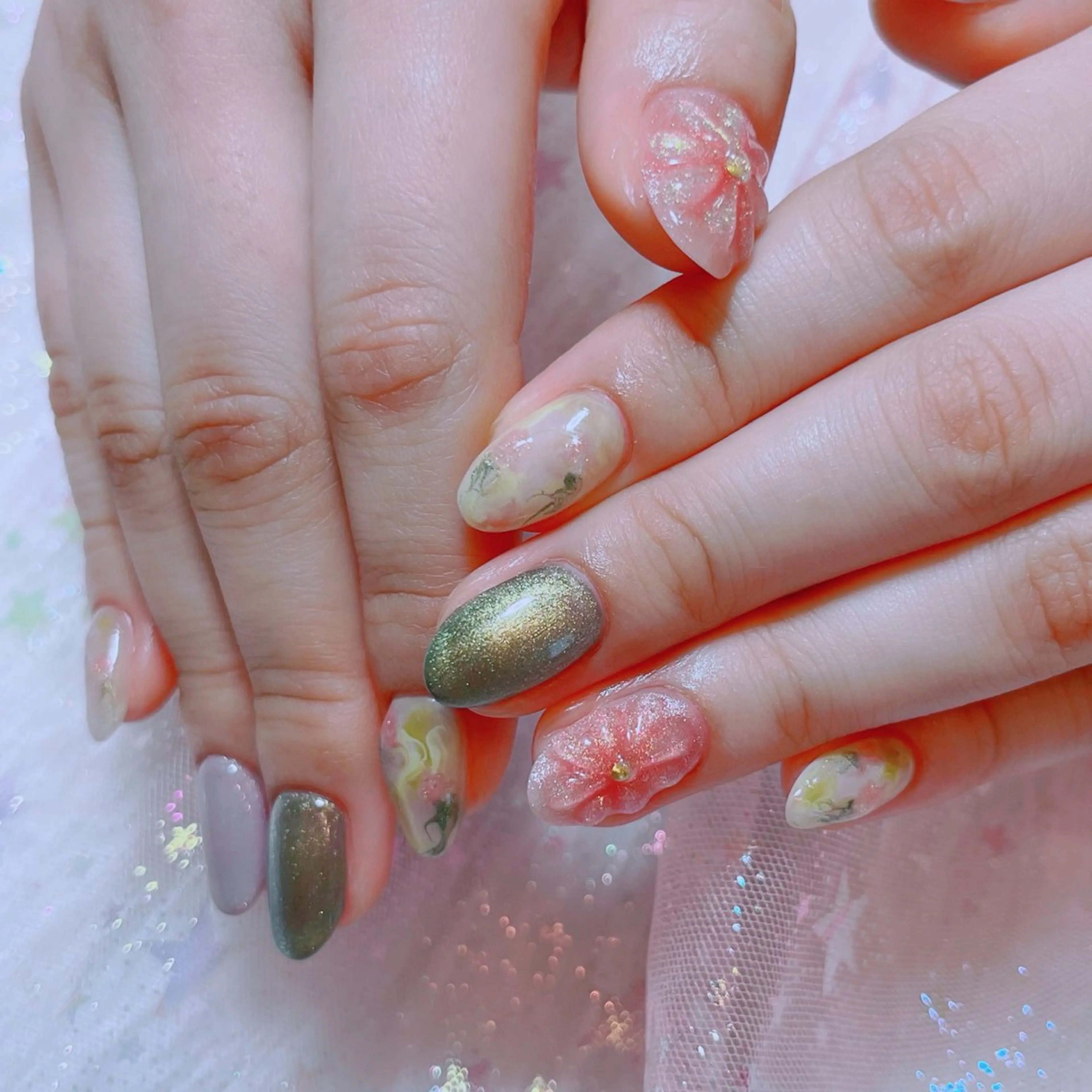 ネイル マグネットネイル ニュアンスネイル 春ネイル ruirui.naildesign所属・RUI ☆のネイルデザイン