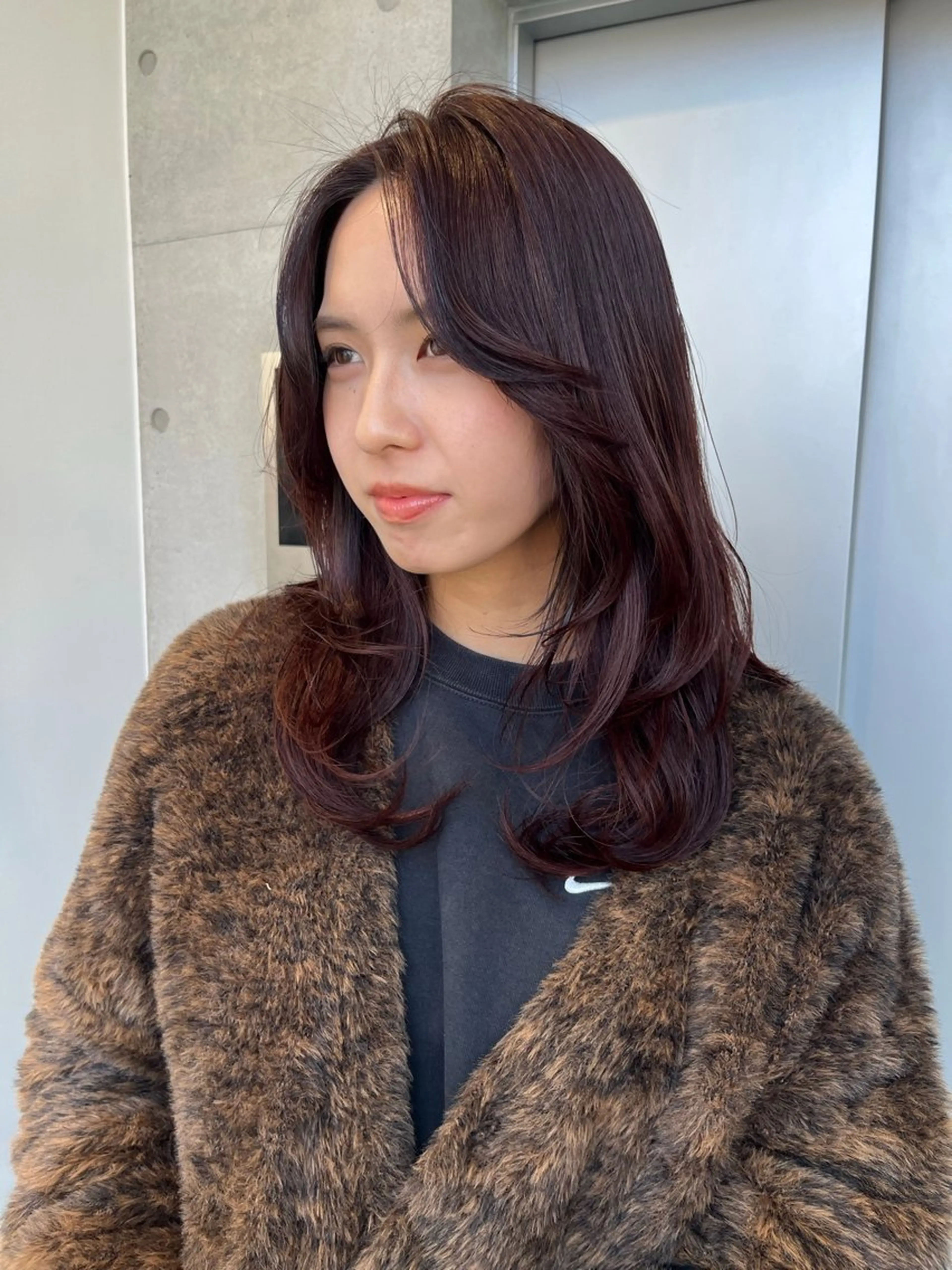 セミロング カラー パーマ ヘアアレンジ 透明感/オリーブ/ グレージュ/YUKAのヘアスタイル