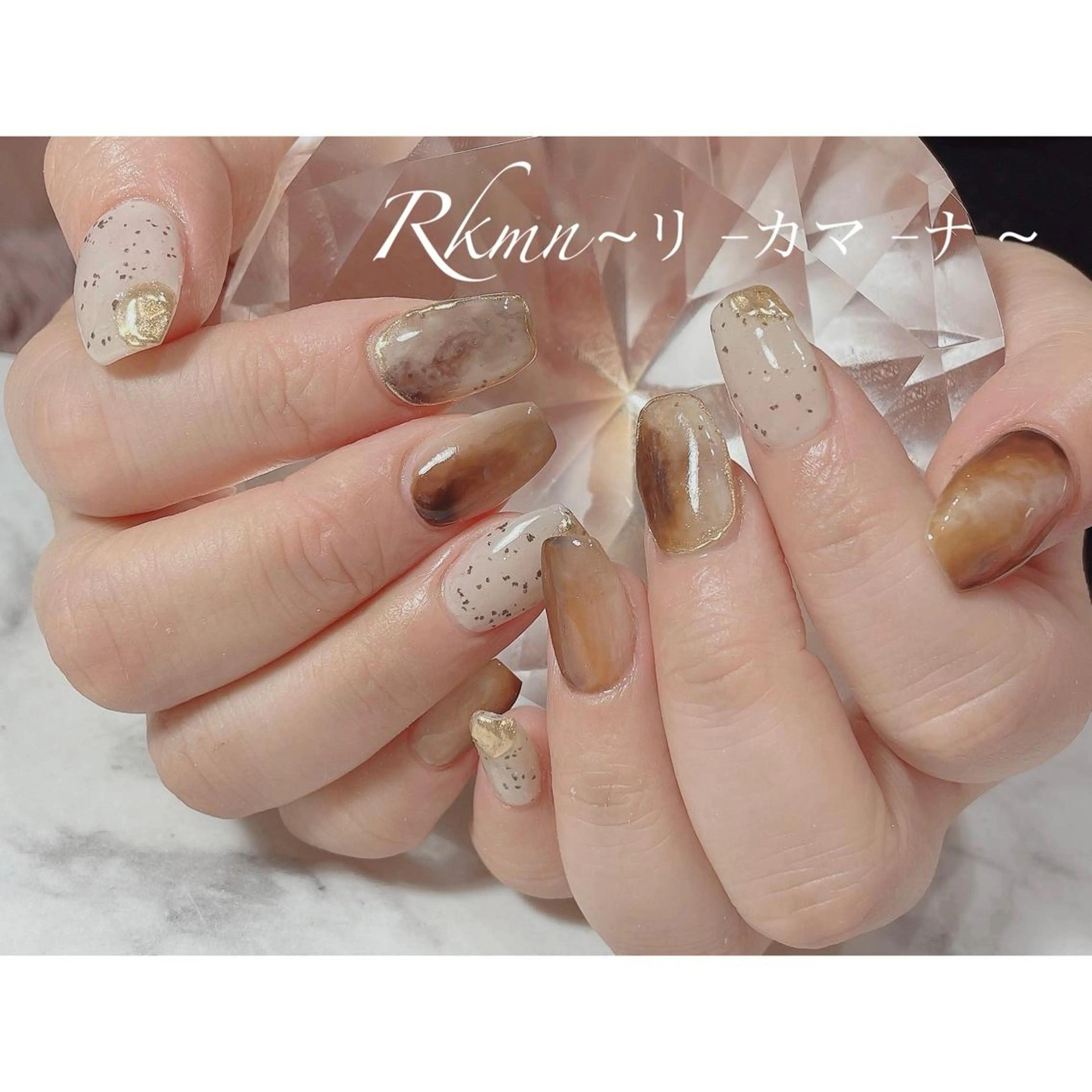 ネイル アートネイル 大理石ネイル(マーブル) ミラーネイル ニュアンスネイル 春ネイル ハンドネイル フットネイル ハンドケア Rkmn ~リ-カマ-ナ~のネイルデザイン