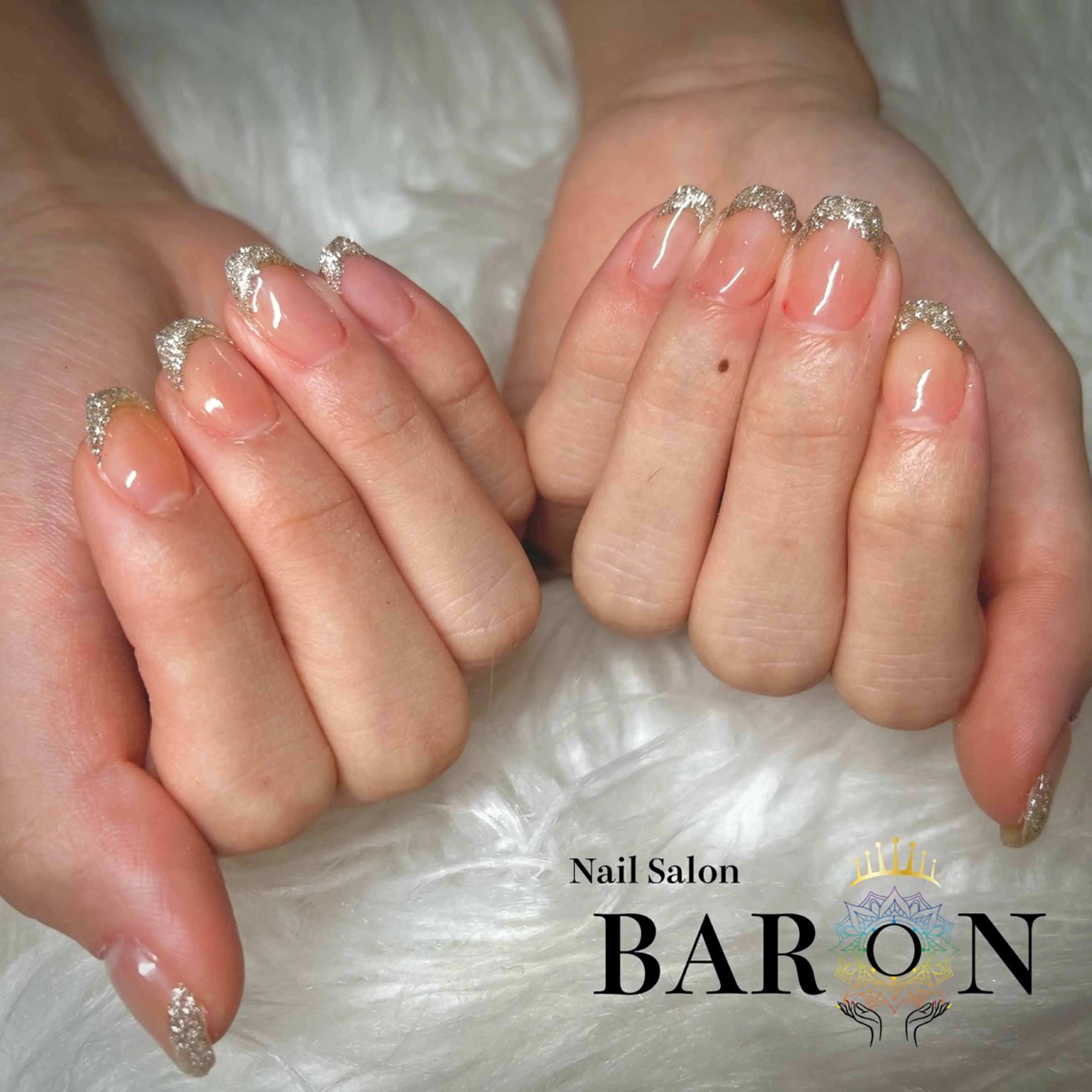 ネイル ラメ(グリッター) シルバー ハンドネイル ☆SAKI☆ BARON 店長のネイルデザイン