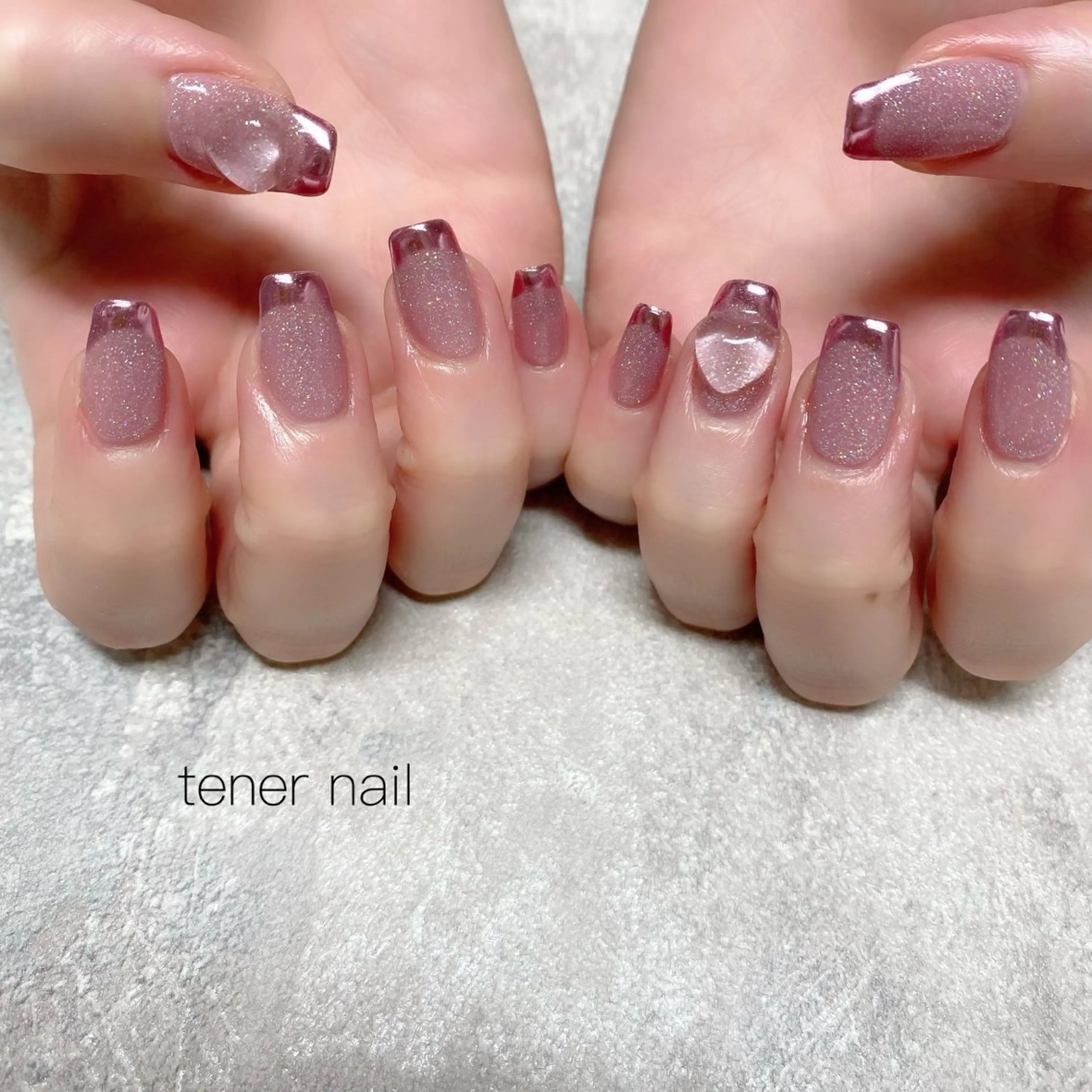 ネイル フレンチネイル ハート ミラーネイル ぷっくりネイル ハンドネイル tener  nail  テネルネイル所属・テネルネイル tener nailのネイルデザイン