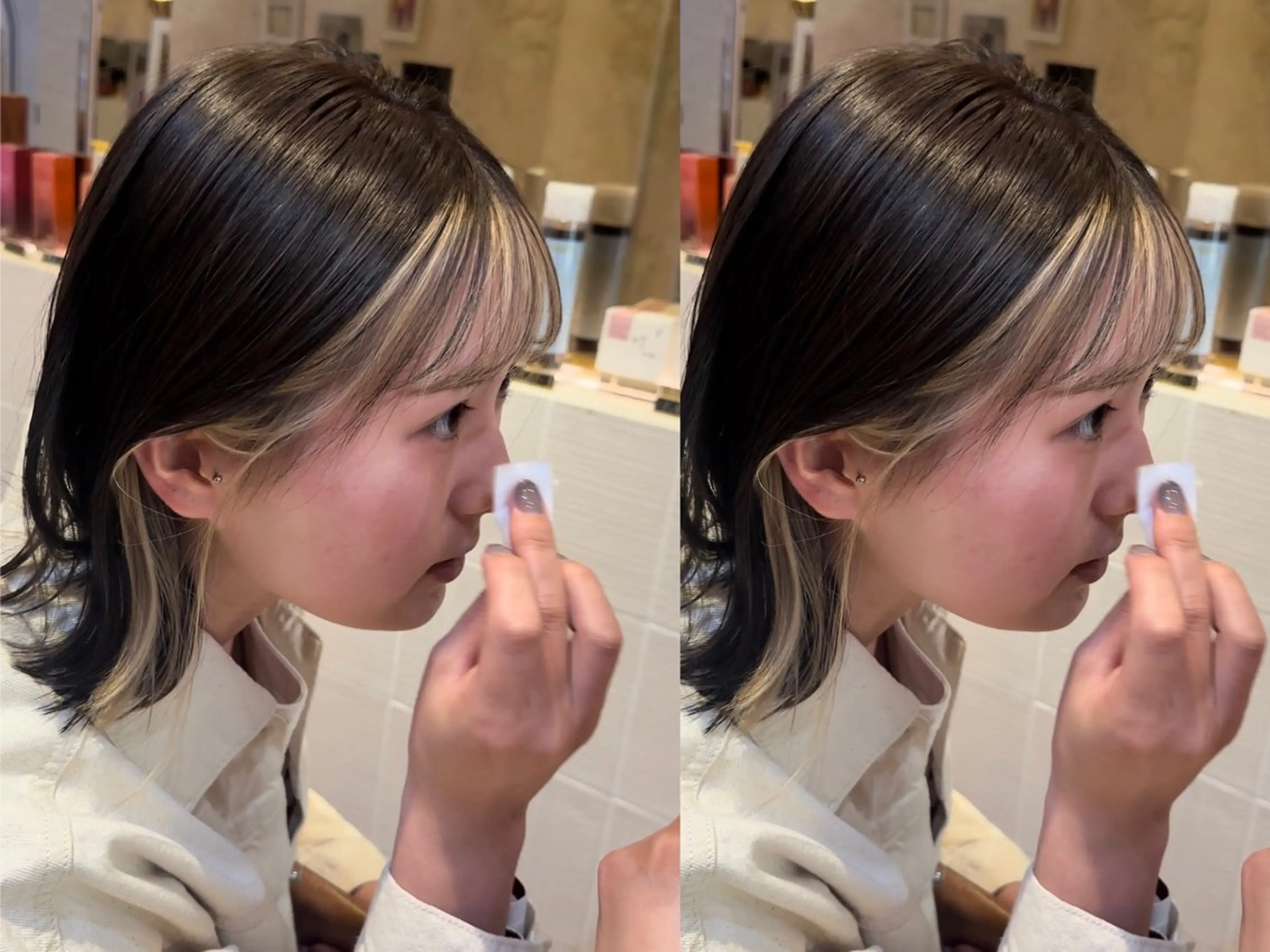 ミディアム カラー ハイトーンカラー インナーカラー カット ヘアカラー トリートメント ブリーチなしダブル カラー縮毛矯正　下野のヘアスタイル