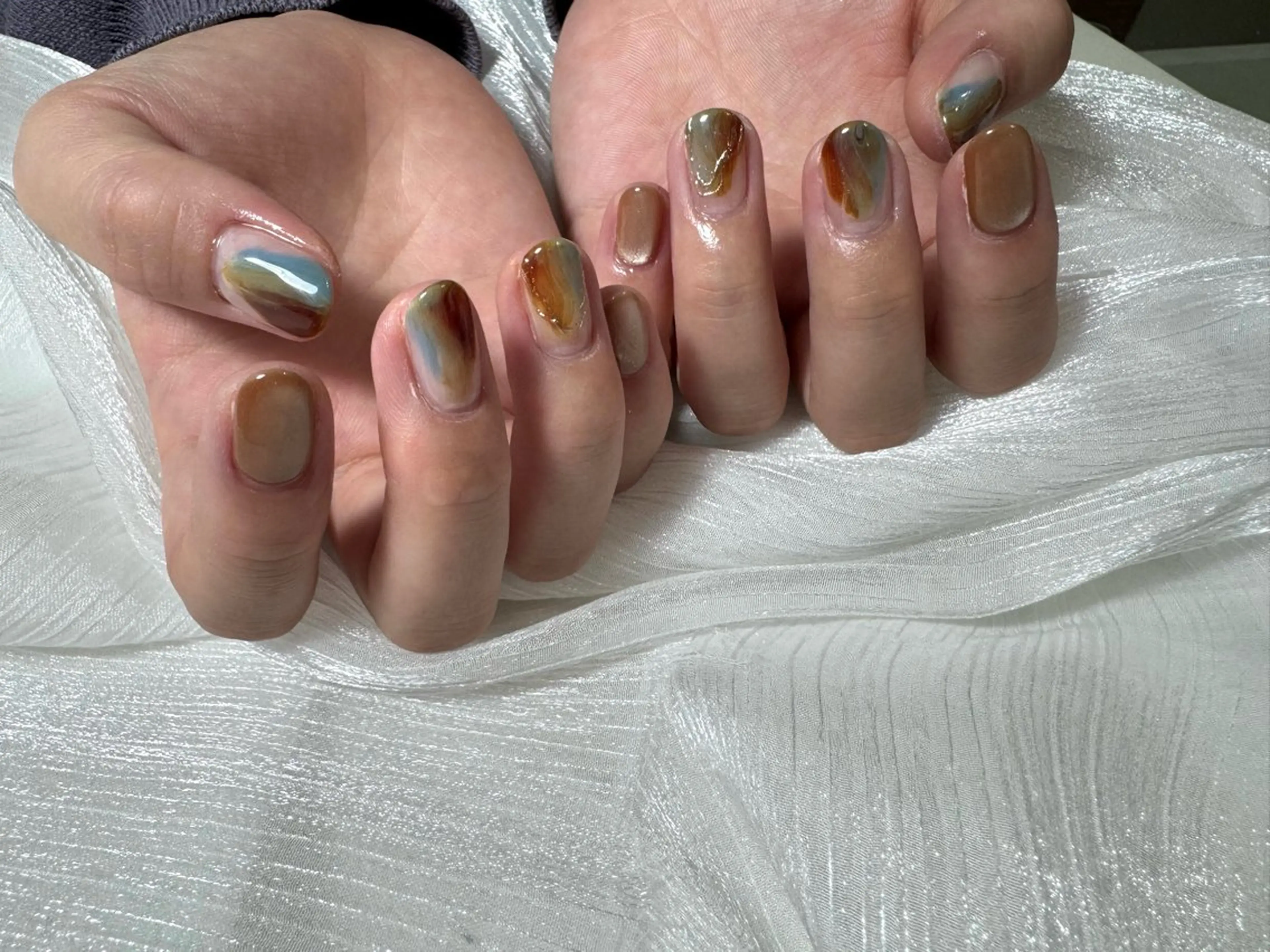 ネイル オーロラネイル フットネイル フレンチネイル ジェルネイル ハート ハンドネイル kikinail 溝の口のネイルデザイン