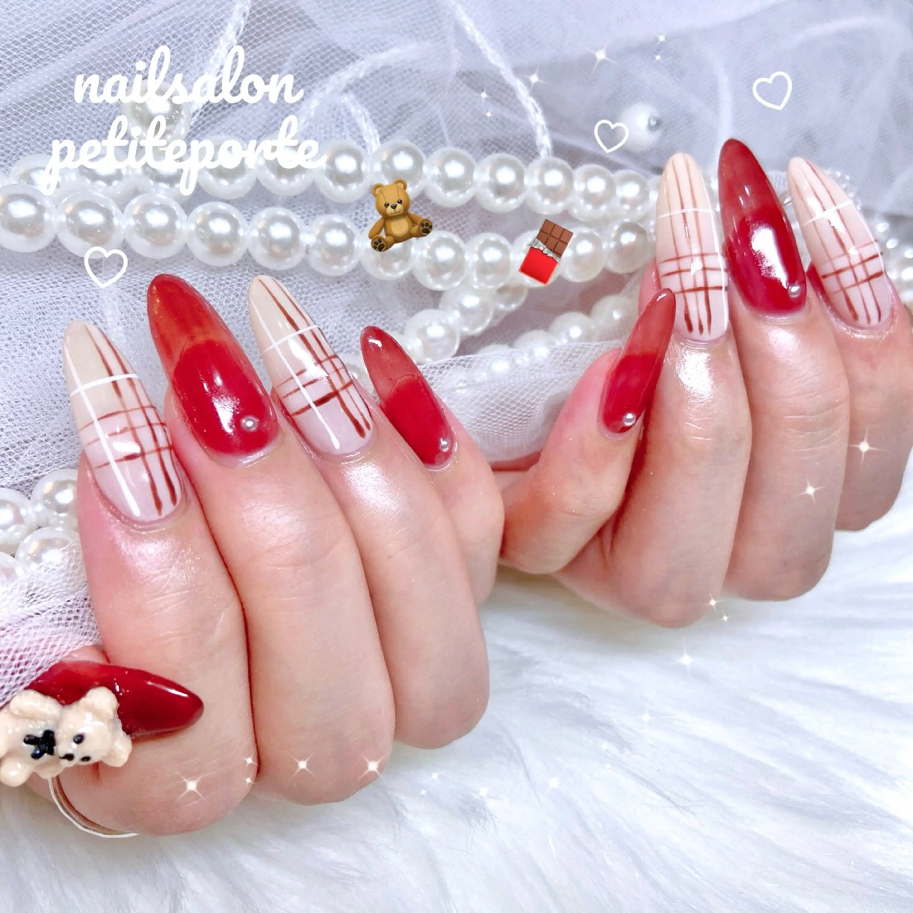 ネイル アニマル柄 アートネイル ボルドー ガーリー 冬ネイル ハンドネイル nailsalon petite porte所属・petite porteのネイルデザイン