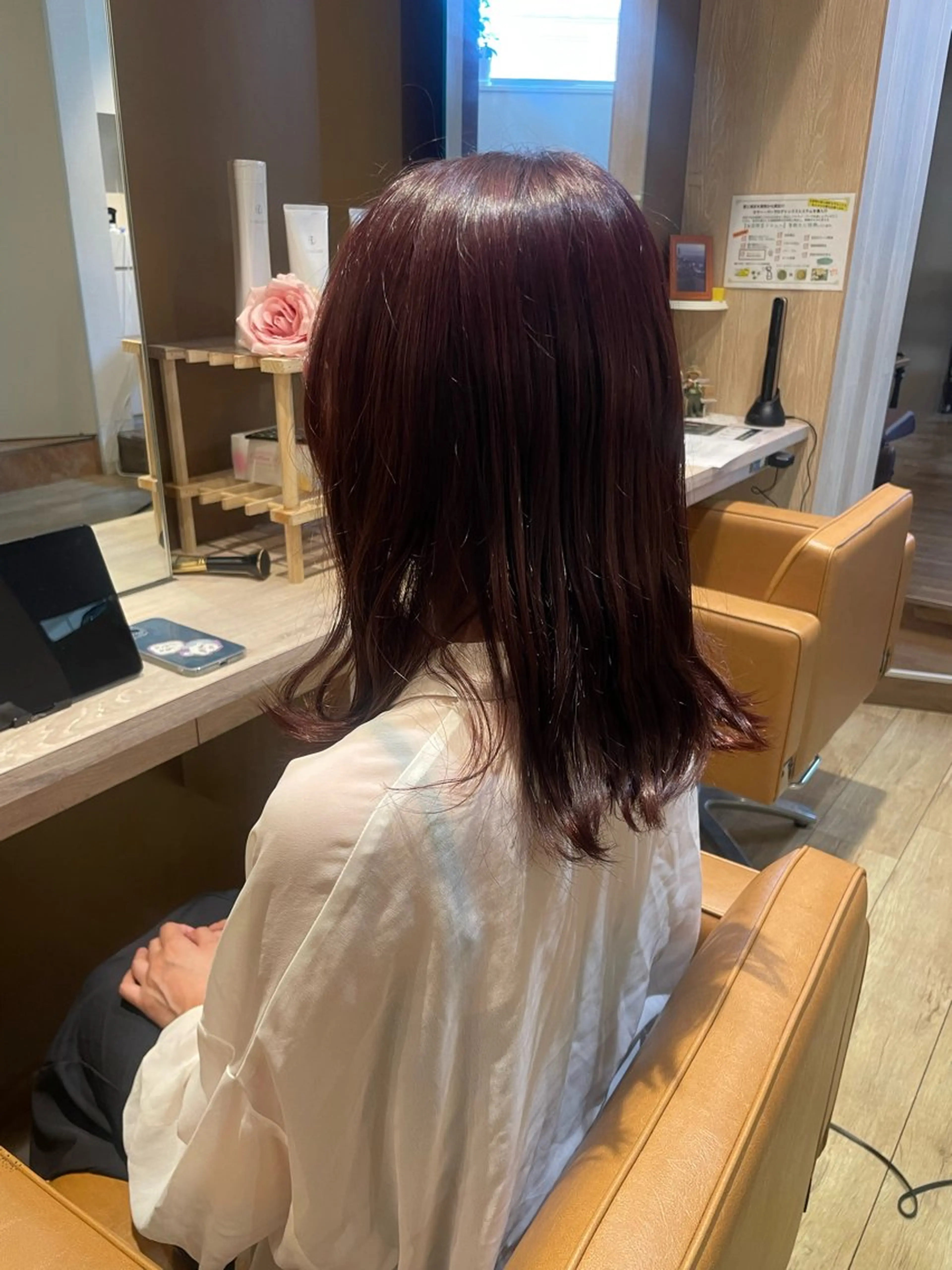 セミロング カラー ピンクカラー ヘアカラー トリートメント 髪質改善/Bloss om🌷高橋沙衣のヘアスタイル