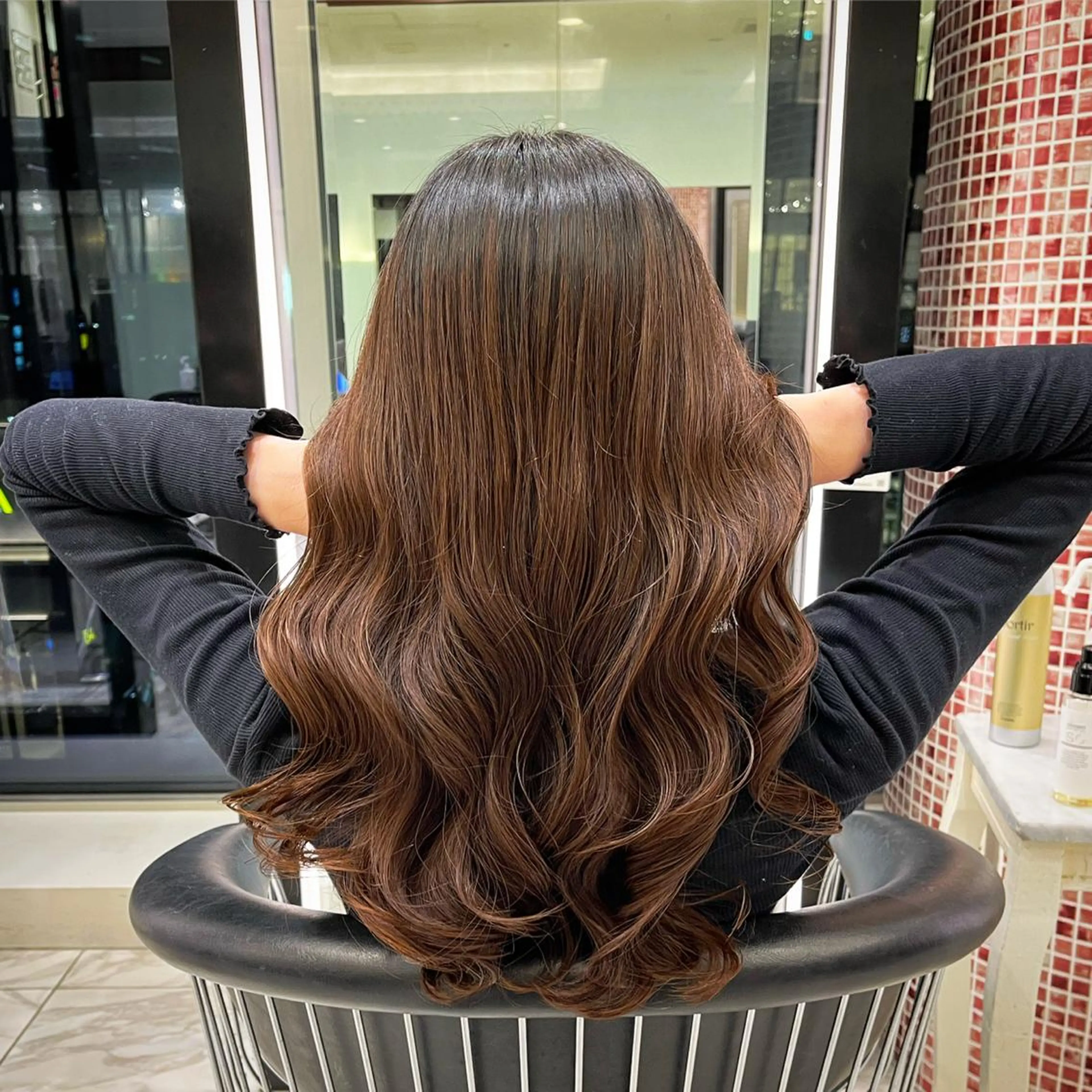 ロング パーマ 韓国風ヘア 波巻きウェーブ 韓国風パーマ 纐纈のヘアスタイル