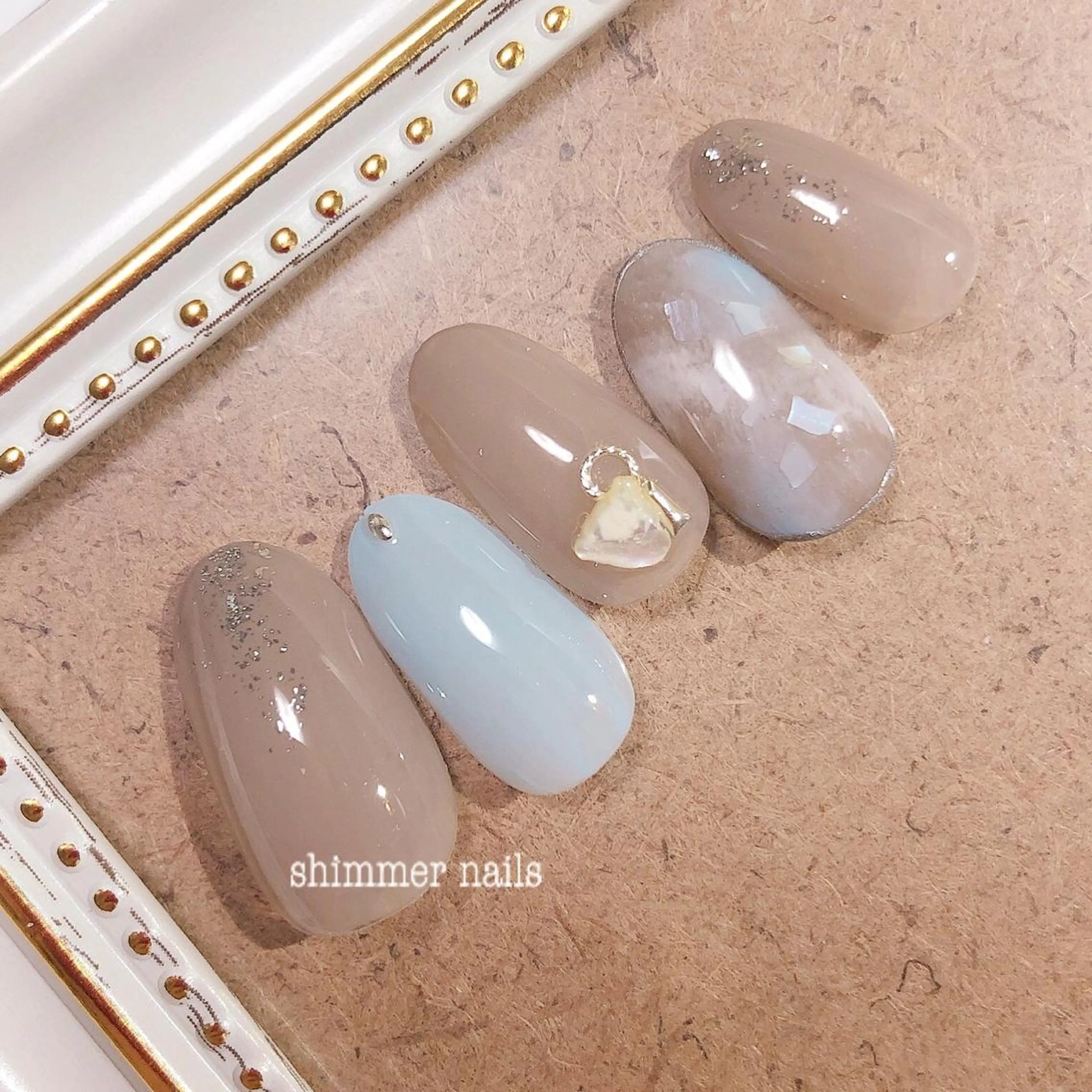 ネイル ブルー shimmer nailsのネイルデザイン