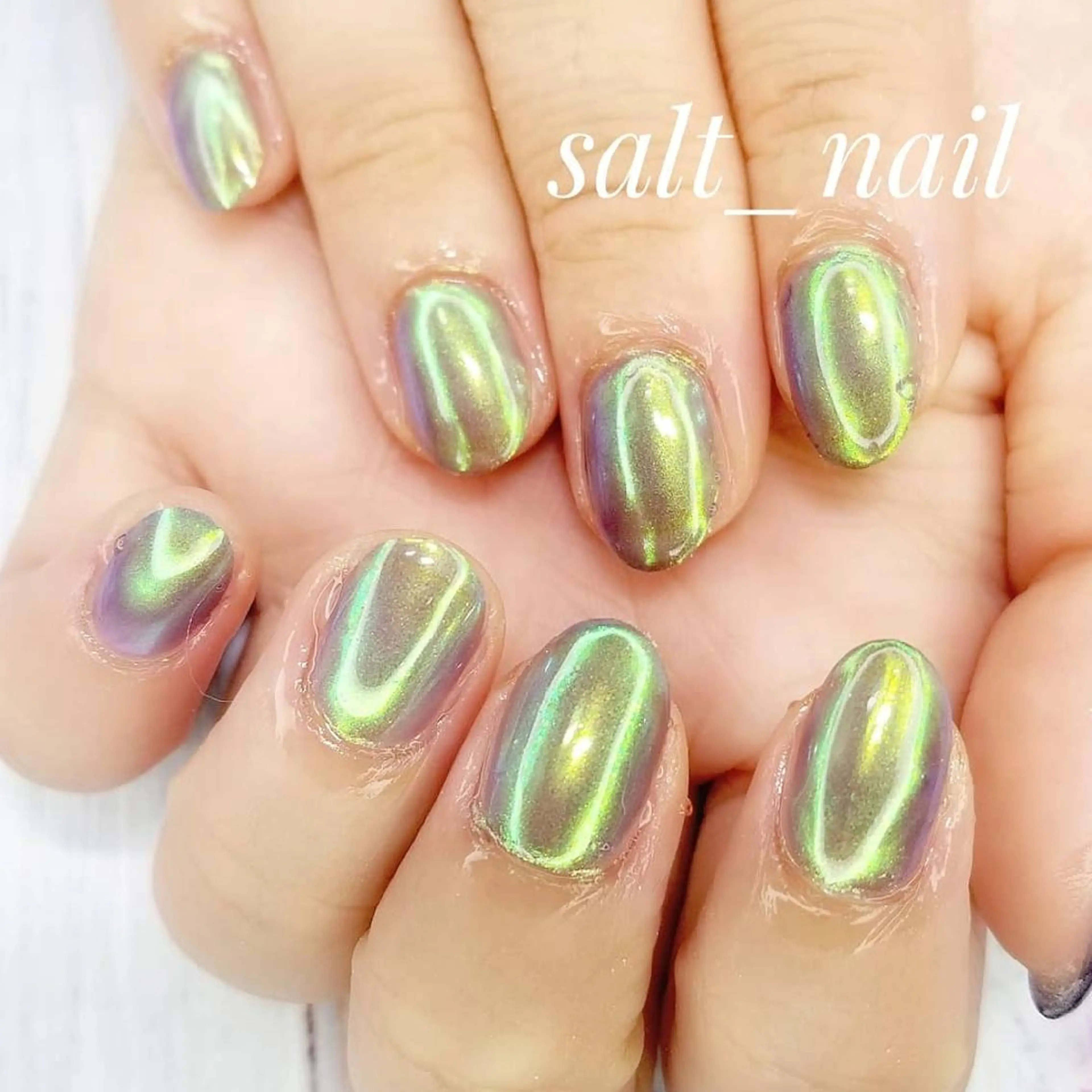 ネイル オーロラネイル ワンカラーネイル 個人サロン saltnailのネイルデザイン