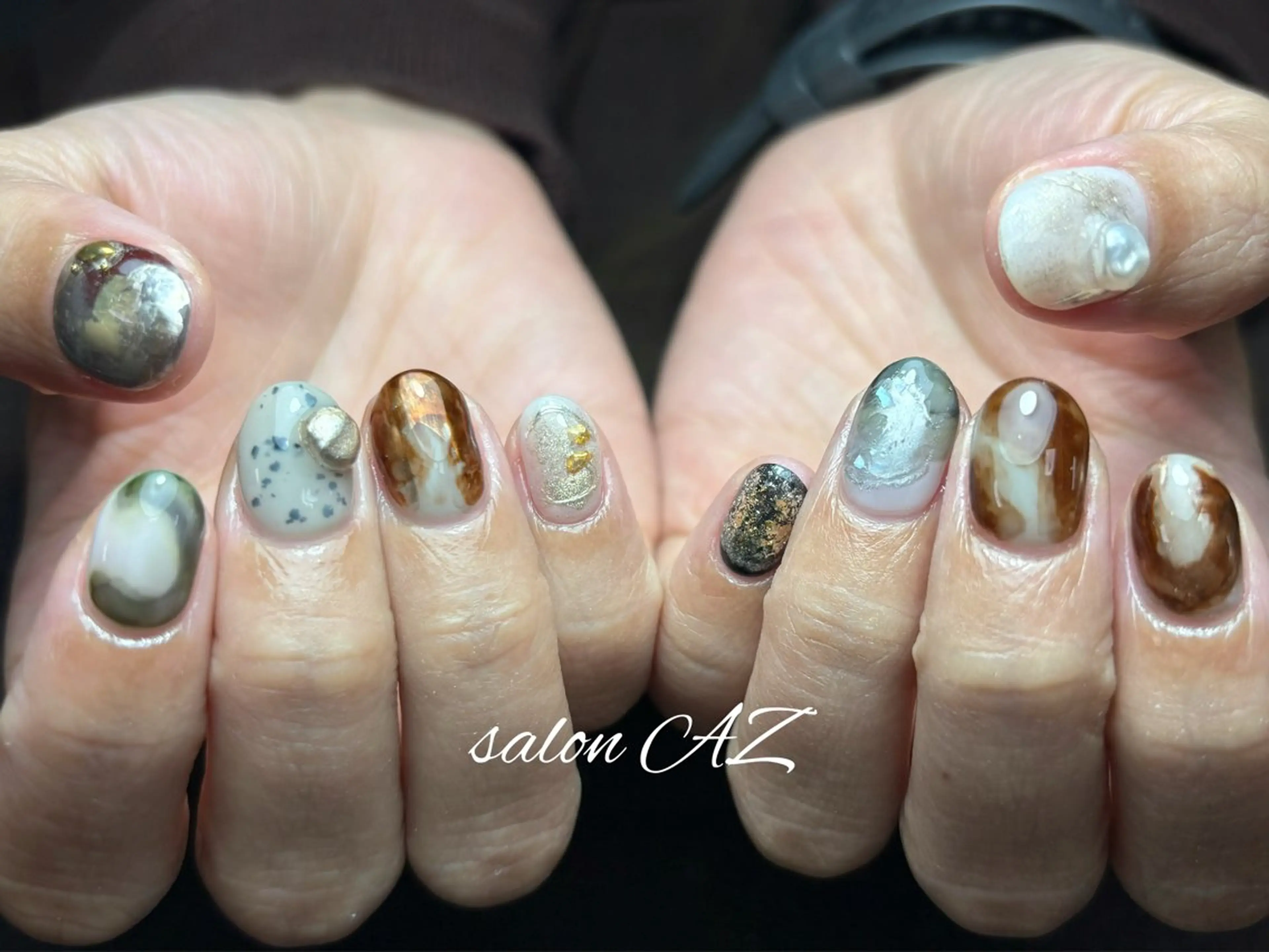 ネイル アートネイル 長さ出し フットネイル フレンチネイル ジェルネイル ハンドネイル salon AZのネイルデザイン