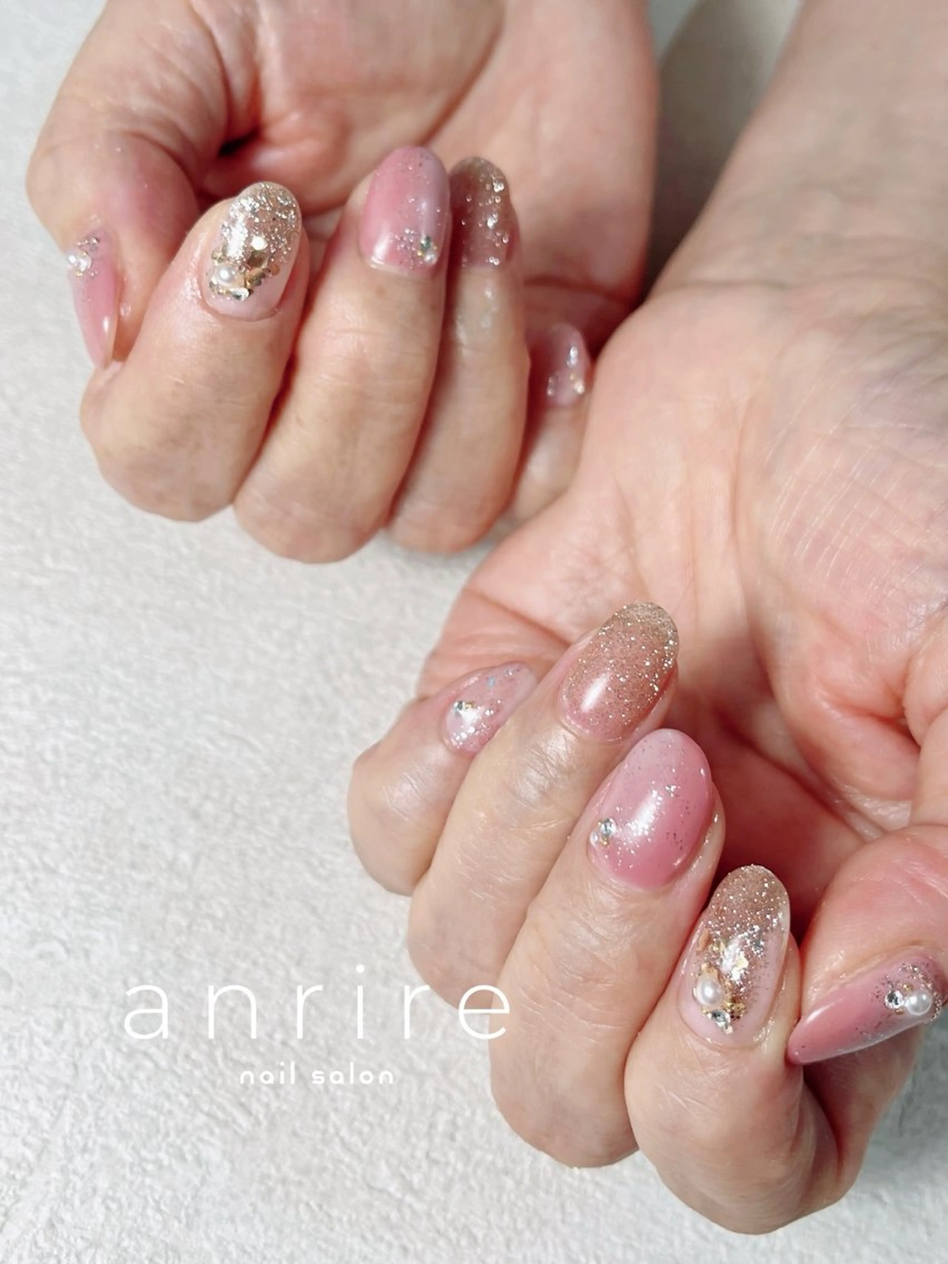 ネイル フラッシュネイル ジェルネイル キラキラネイル ラメ(グリッター) ニュアンスネイル ハンドネイル nail salon anrire〜アンリール〜所属・nailsalon anrireのネイルデザイン