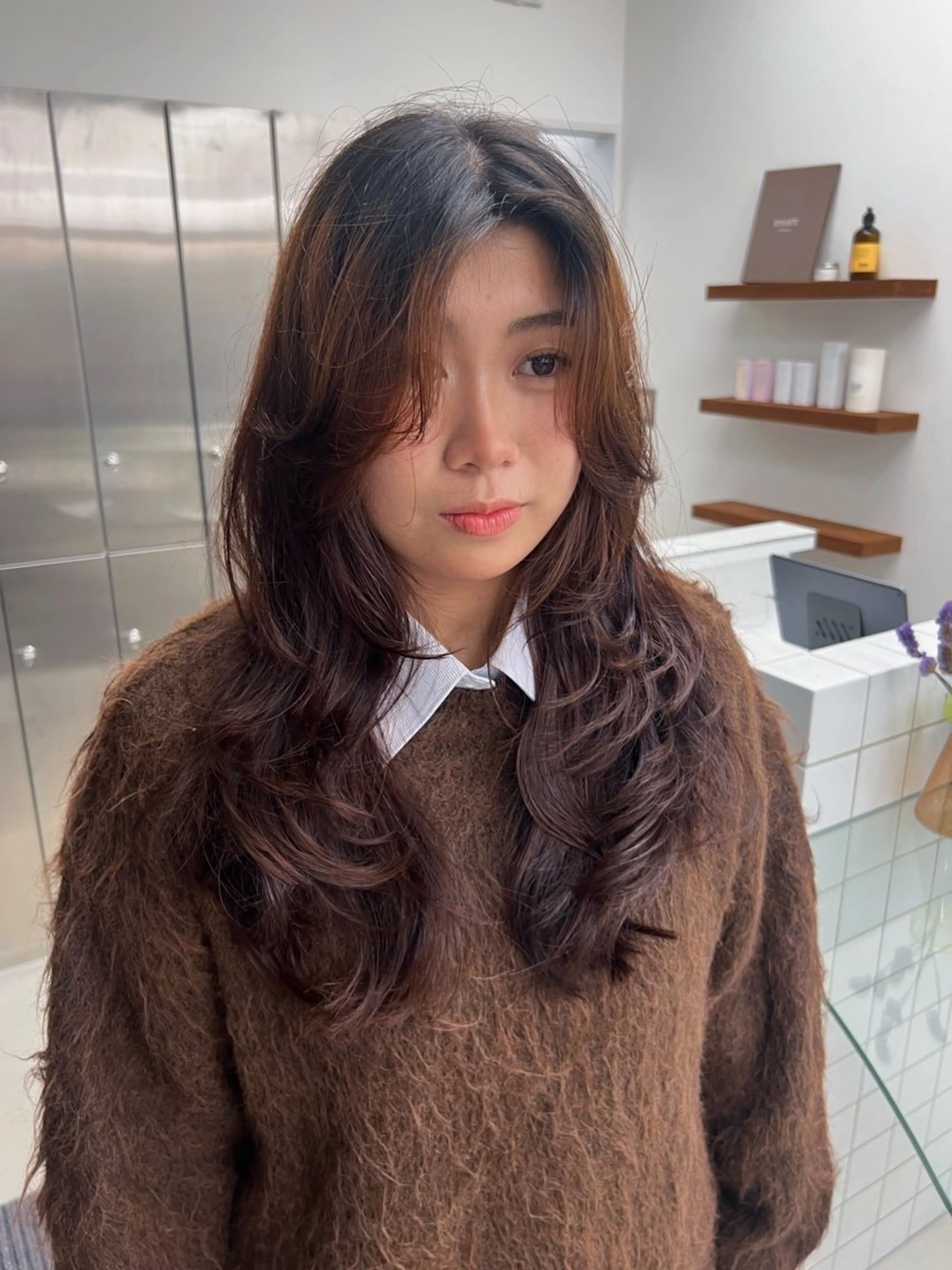 ロング レイヤーカット/ パーマ‪/表参道のヘアスタイル