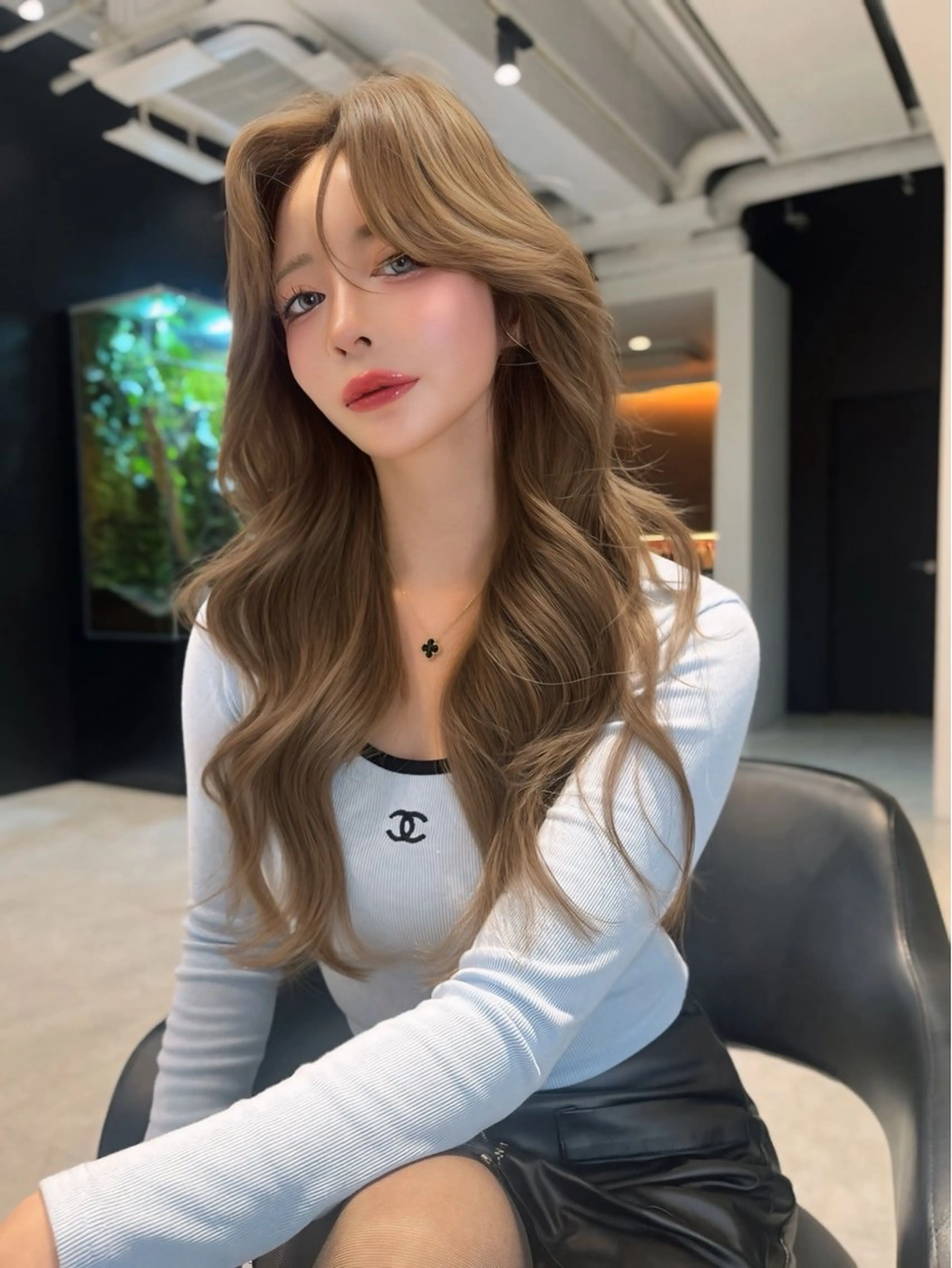 ロング カット ヘアカラー トリートメント 海野翔吾🇨🇳 ワンホンレイヤーのヘアスタイル