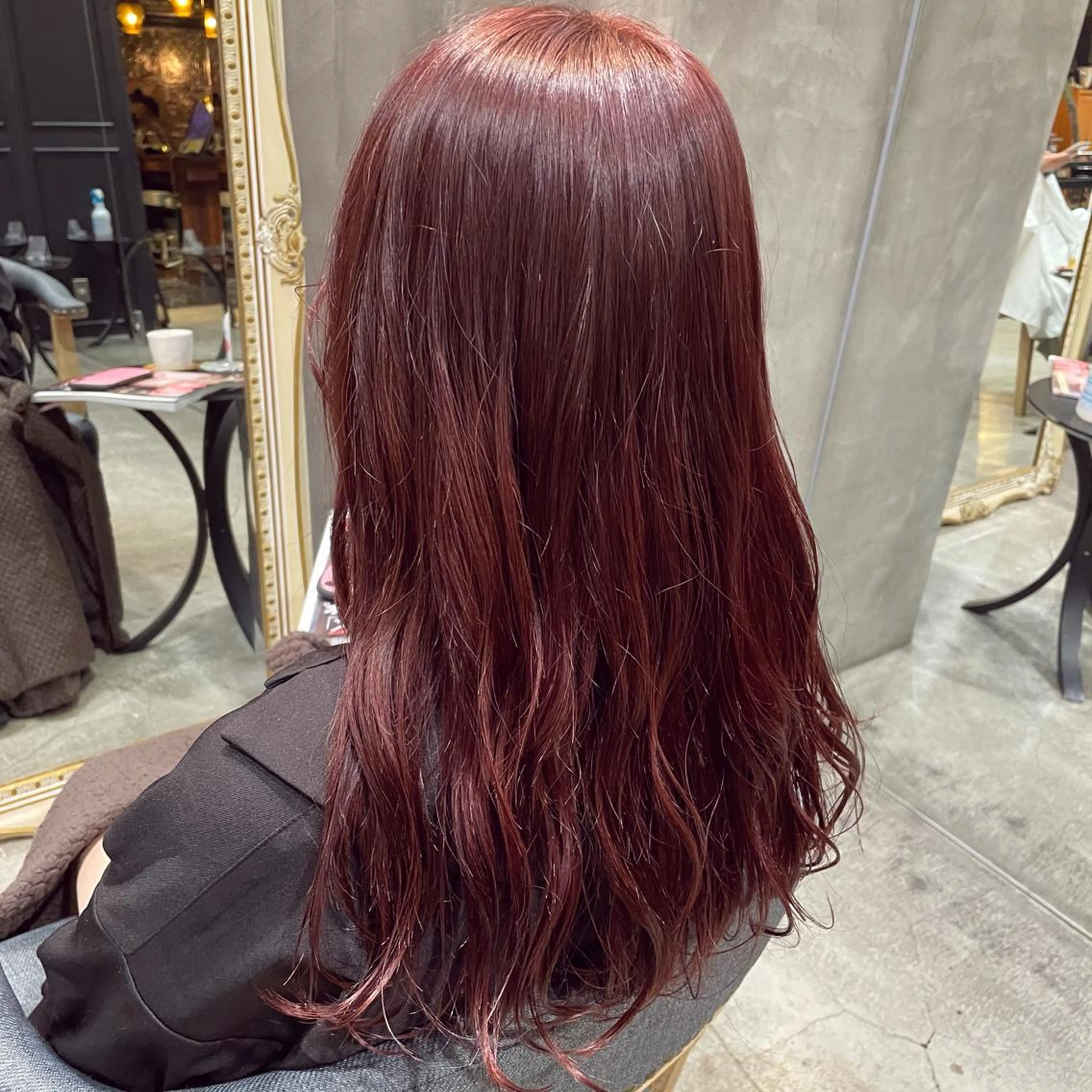 ロング カラー ヘアアレンジ ピンクカラー 髪質改善カラー&TR 縮毛矯正/弱酸性矯正のヘアスタイル