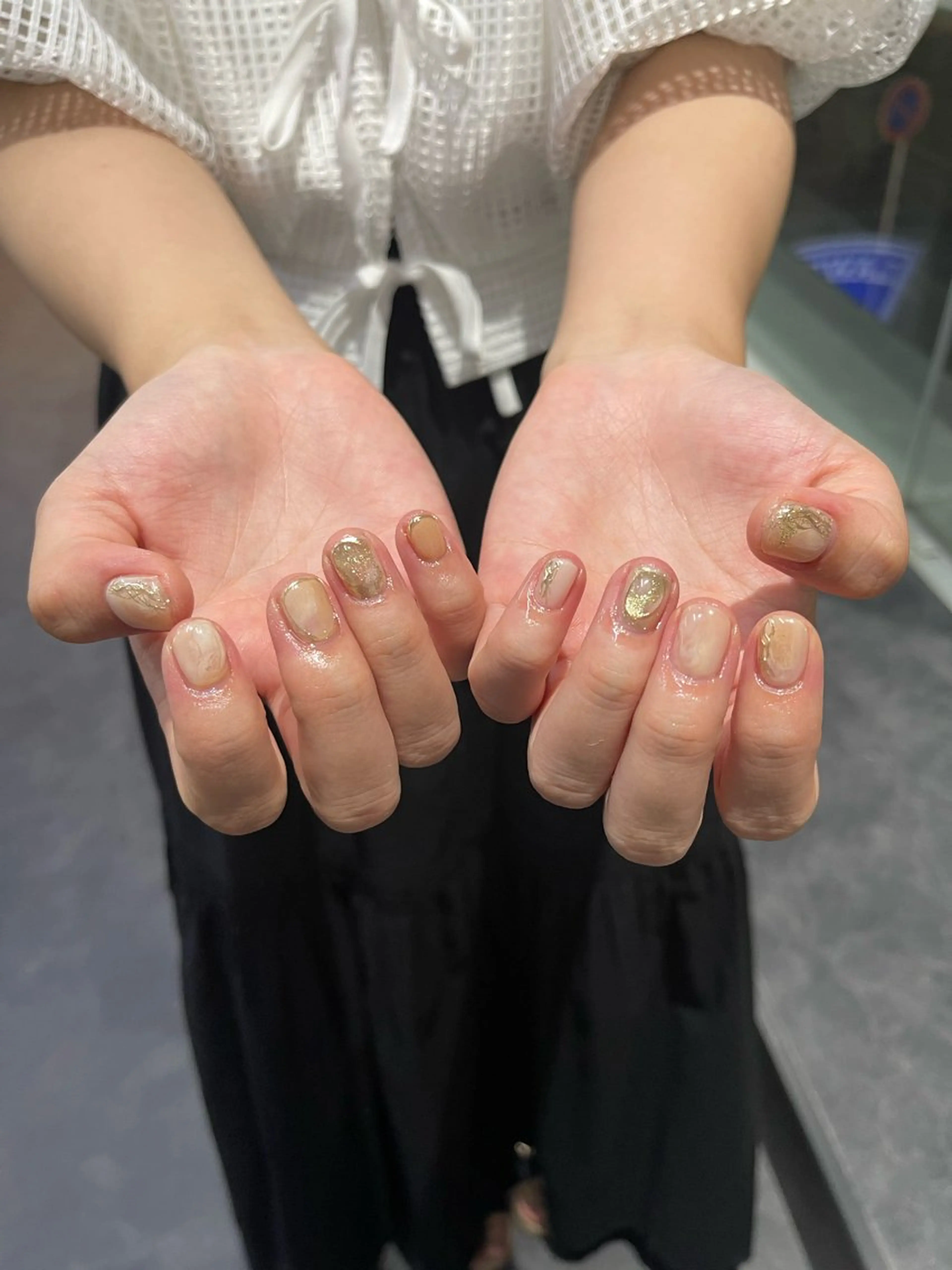 ネイル フレンチネイル マグネットネイル ニュアンスネイル ワンカラーネイル ハンドネイル GRANDE大須 Cecil💜のネイルデザイン