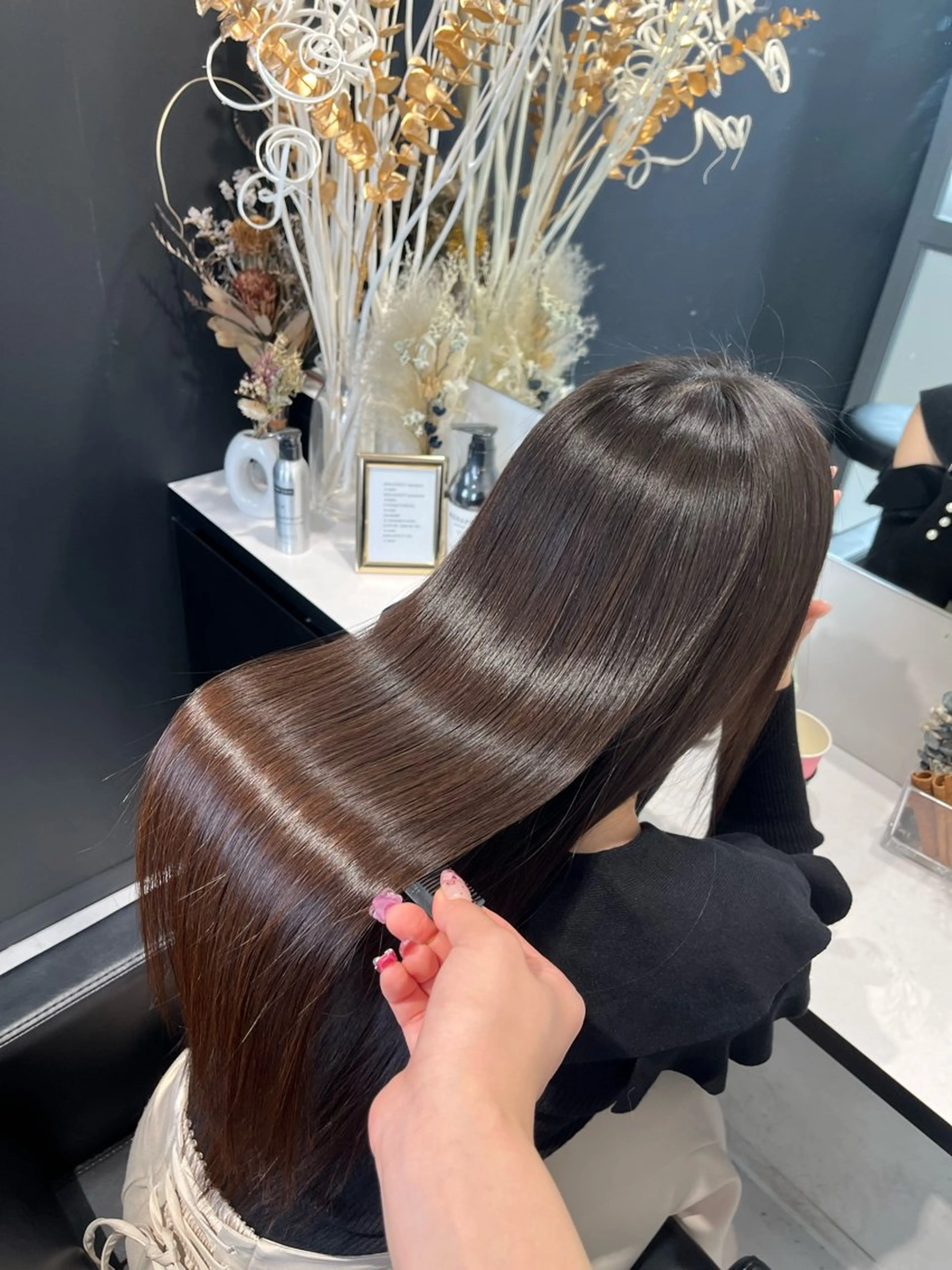 ロング パーマ 縮毛矯正 トリートメント 髪質改善/縮毛矯正 艶カラー/珠聡のヘアスタイル