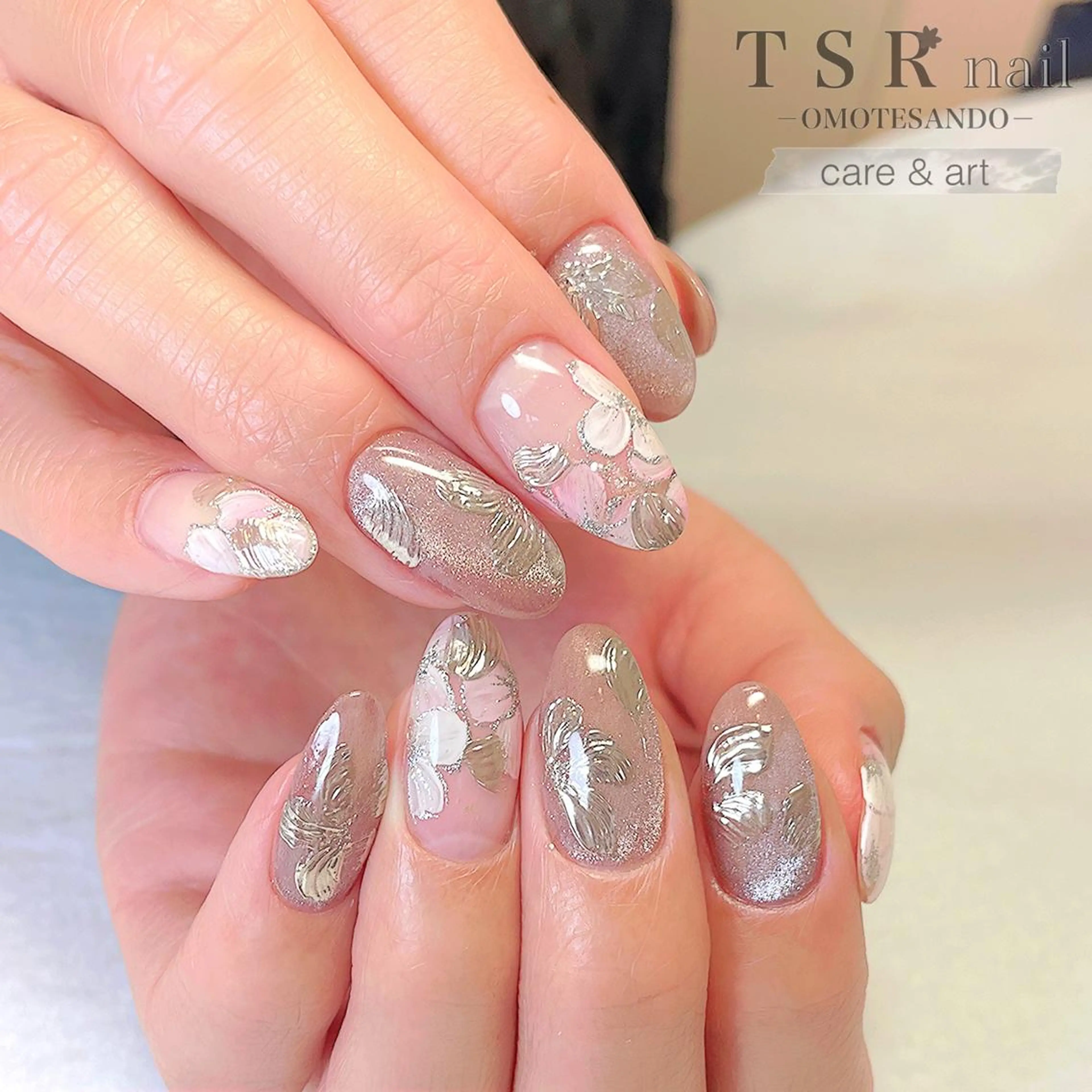 ネイル アートネイル 桜ネイル フラワーネイル ジェルネイル マグネットネイル ハンドネイル ハンドケア 爪咲 りり花のネイルデザイン