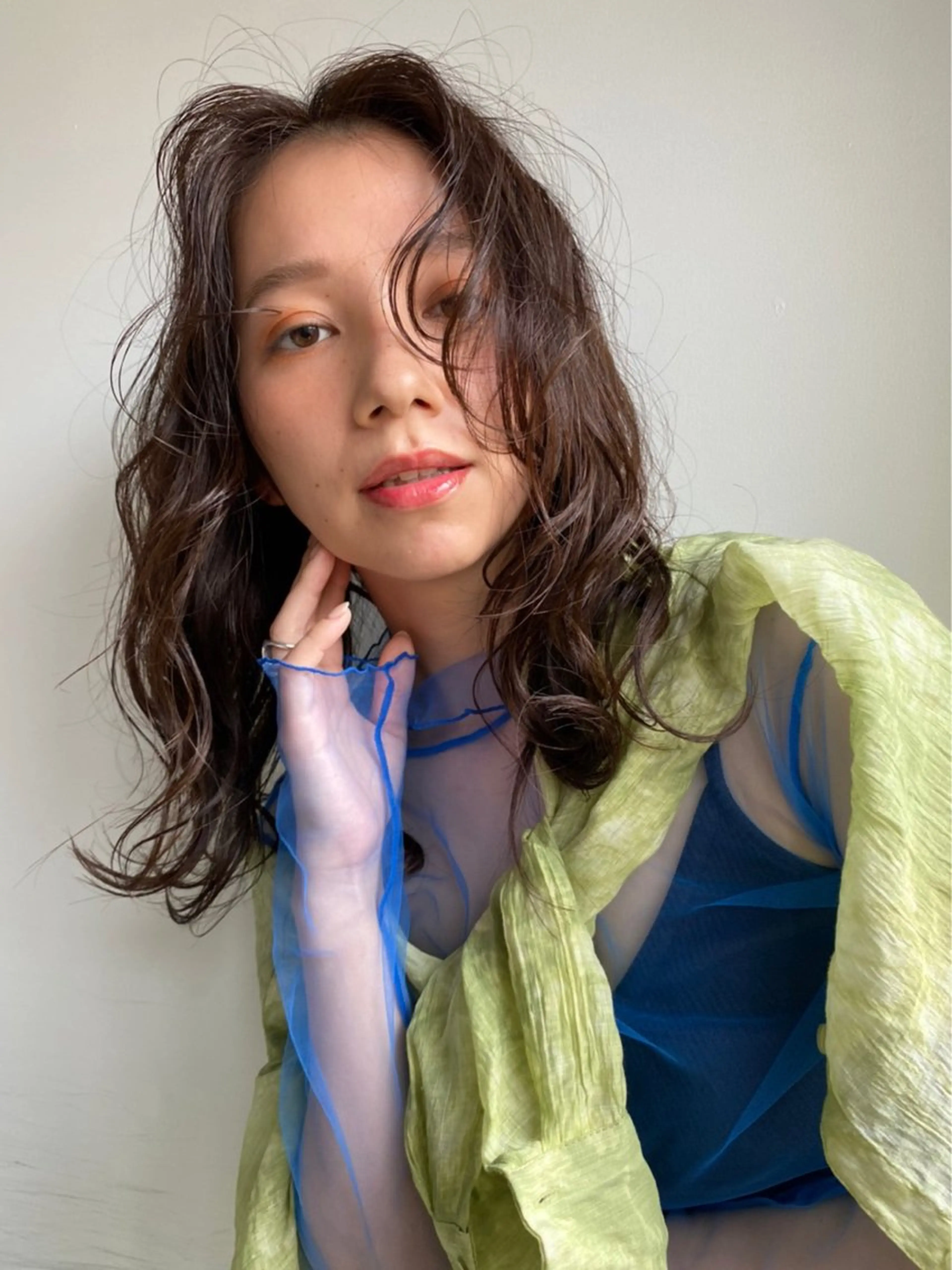 ミディアム カラー パーマ ショートボブ ミディアムパーマ アディクシーカラー ブリーチ ケアブリーチ ヘアカラー CEINE PATHのヘアスタイル