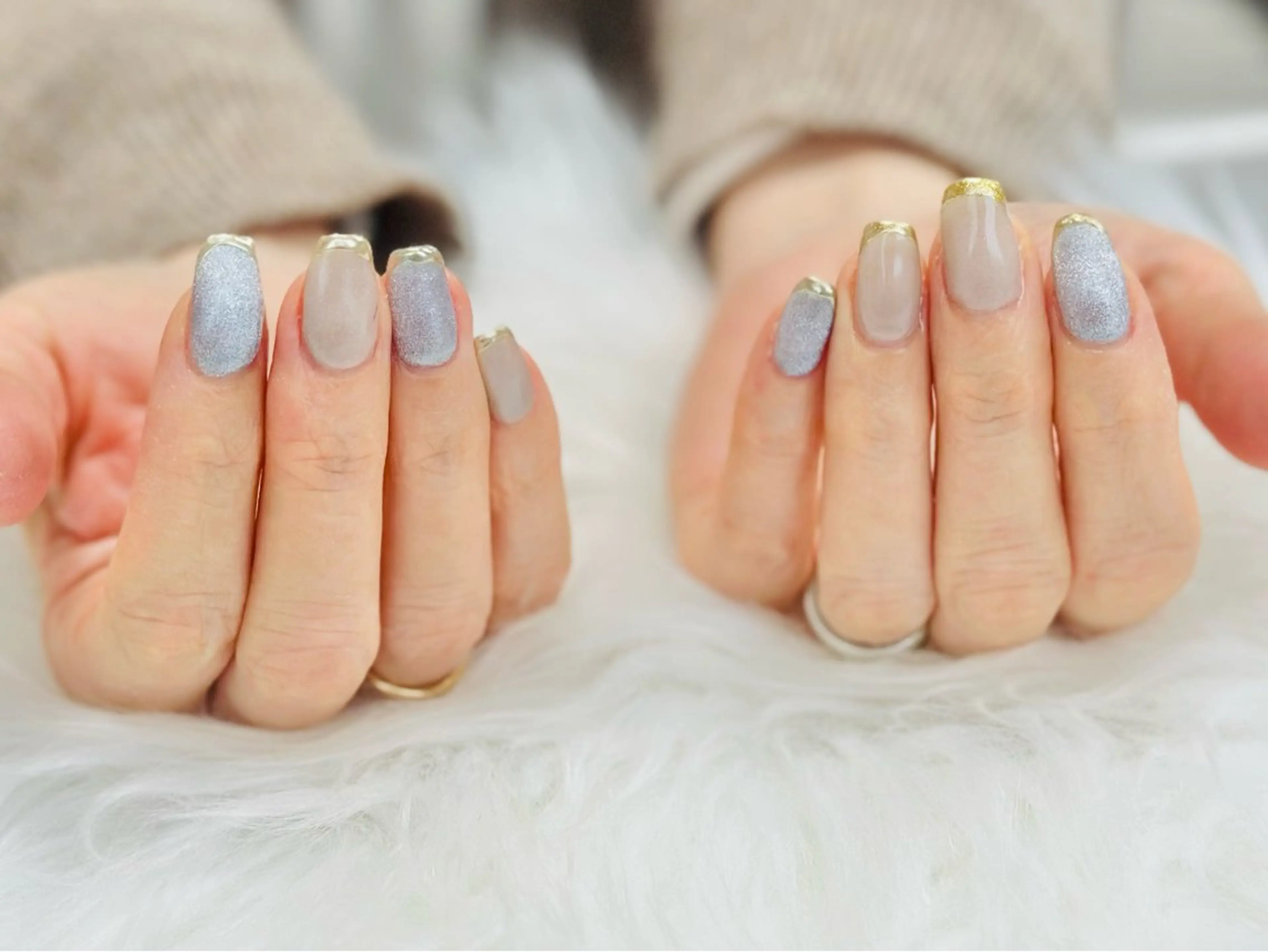 ネイル フレンチネイル マグネットネイル ミラーネイル nailsalon oluoluのネイルデザイン