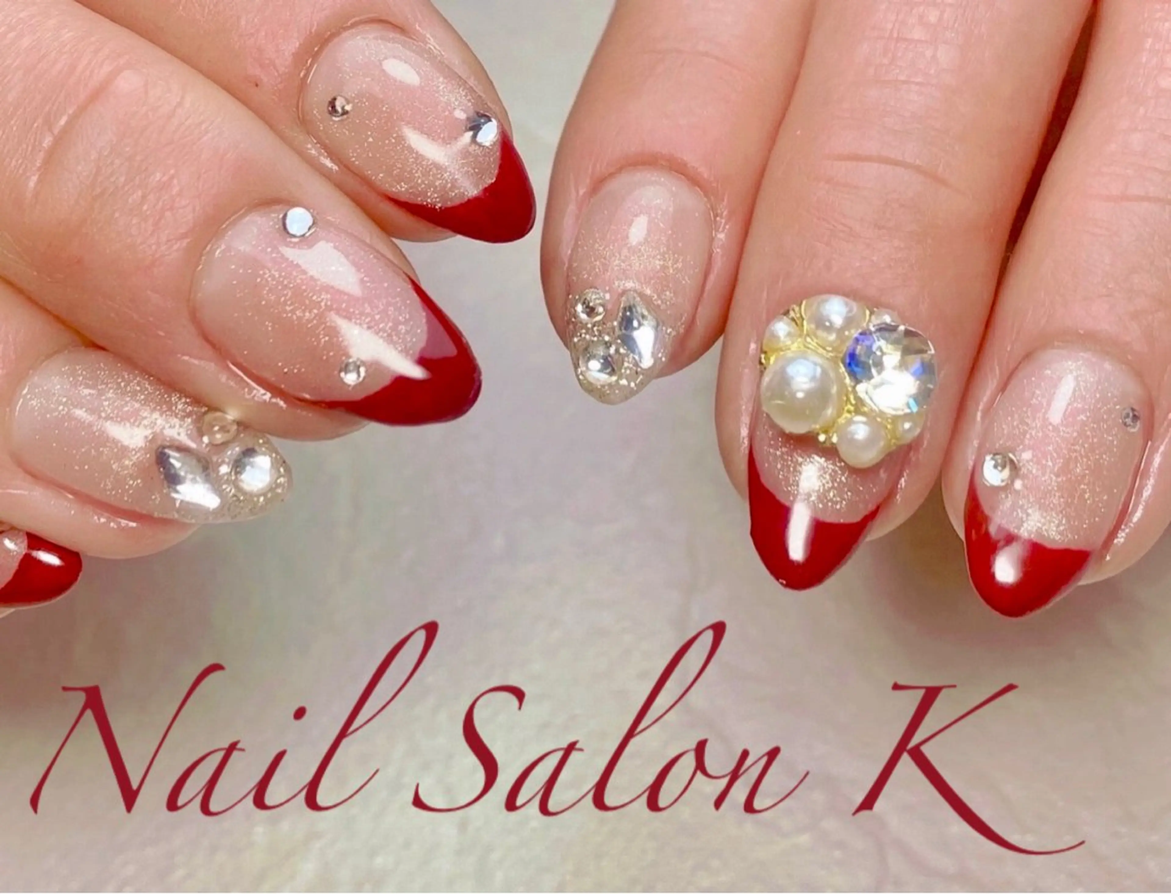 ネイル ボルドー チークネイル 長さ出し フレンチネイル マグネットネイル ハンドネイル Nail Salon K 🧸美爪育成のネイルデザイン