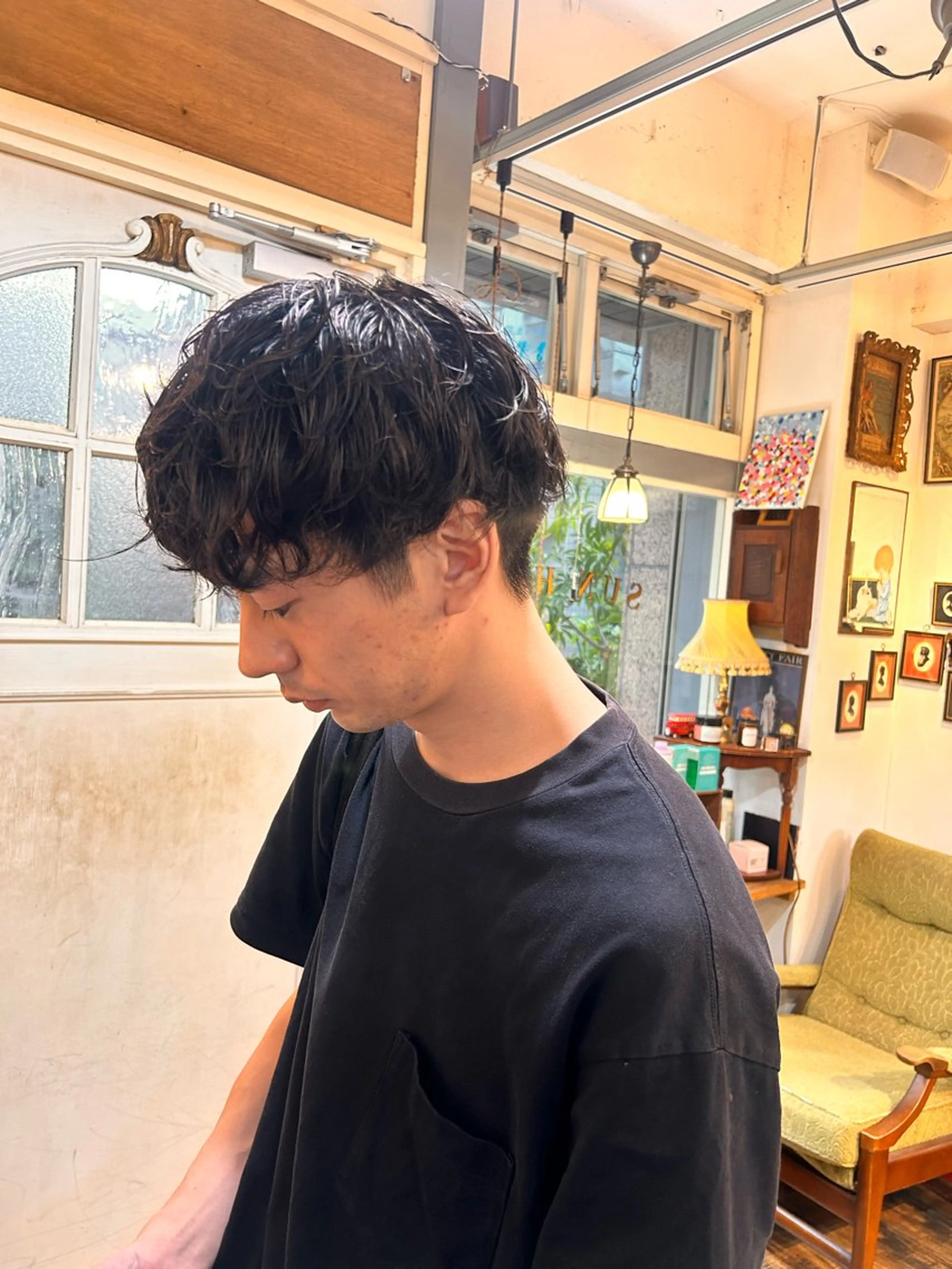 ショート パーマ メンズ カット パーマ 清水千優/パーマ/透 明感カラー/メンズのヘアスタイル