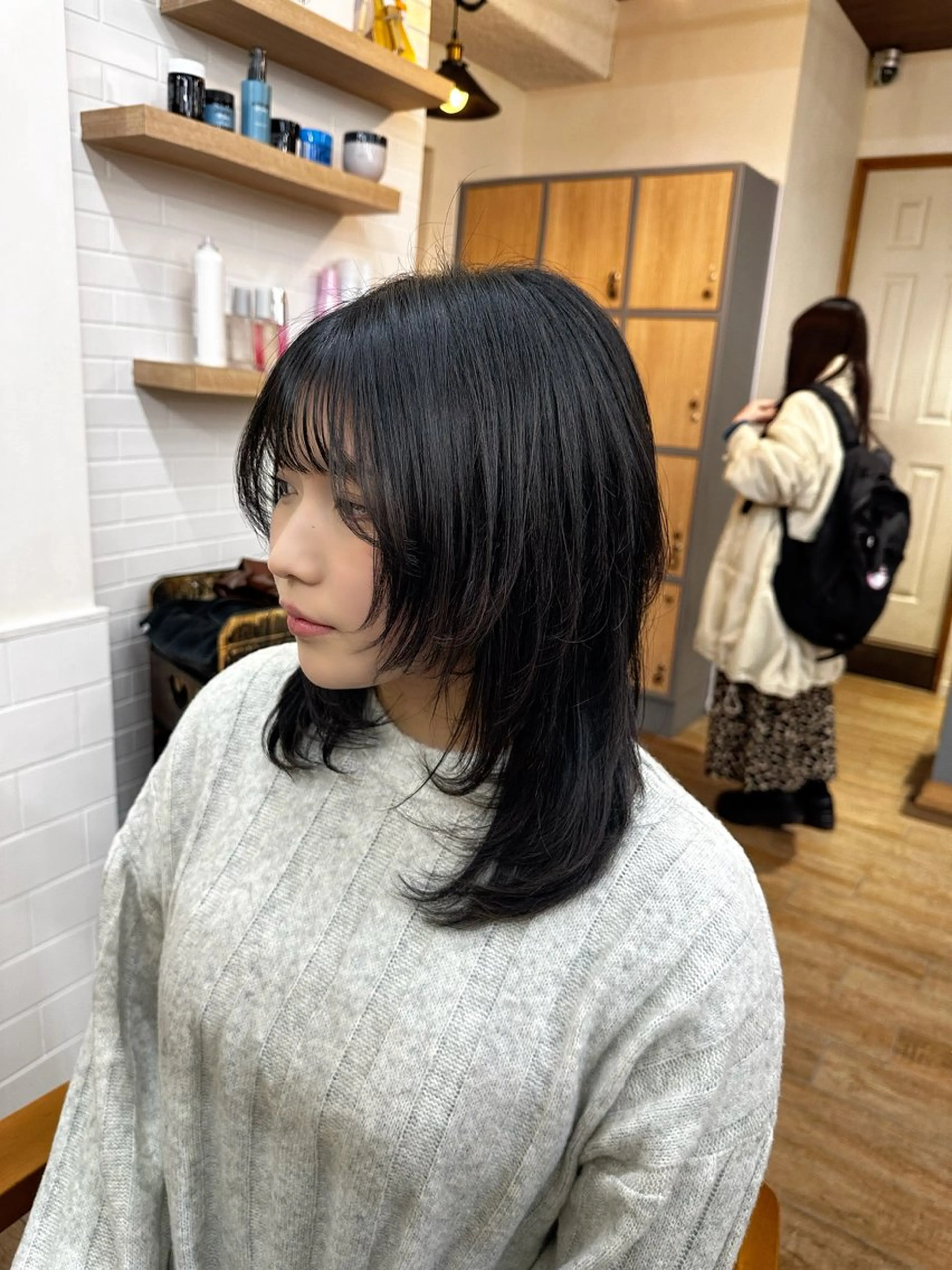ミディアム カラー パーマ ヘアアレンジ メンズ キッズ 小顔顔まわり/ レイヤーカット🌿のヘアスタイル