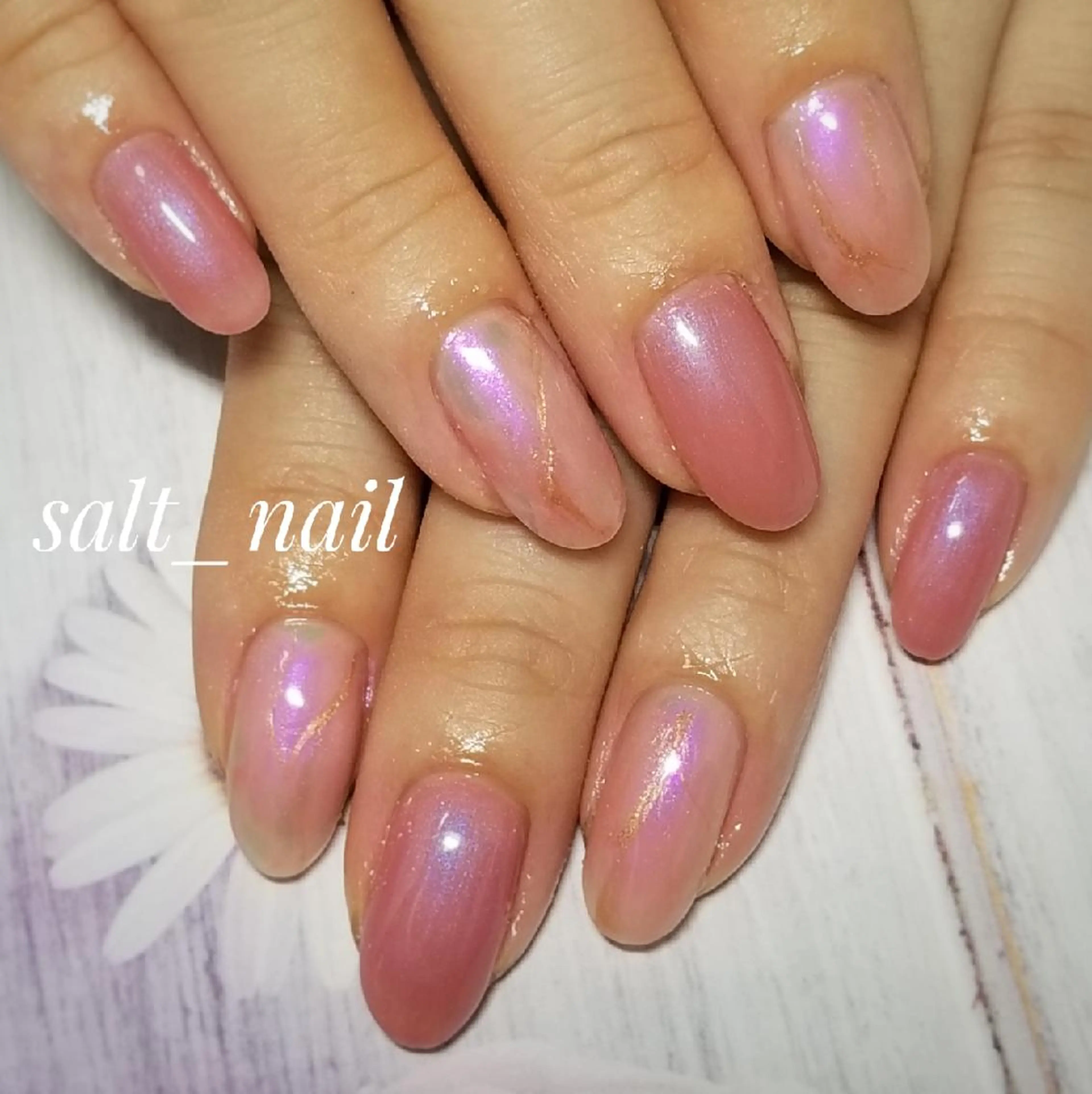 ネイル アートネイル オーロラネイル 大理石ネイル(マーブル) ピンク 個人サロン saltnailのネイルデザイン