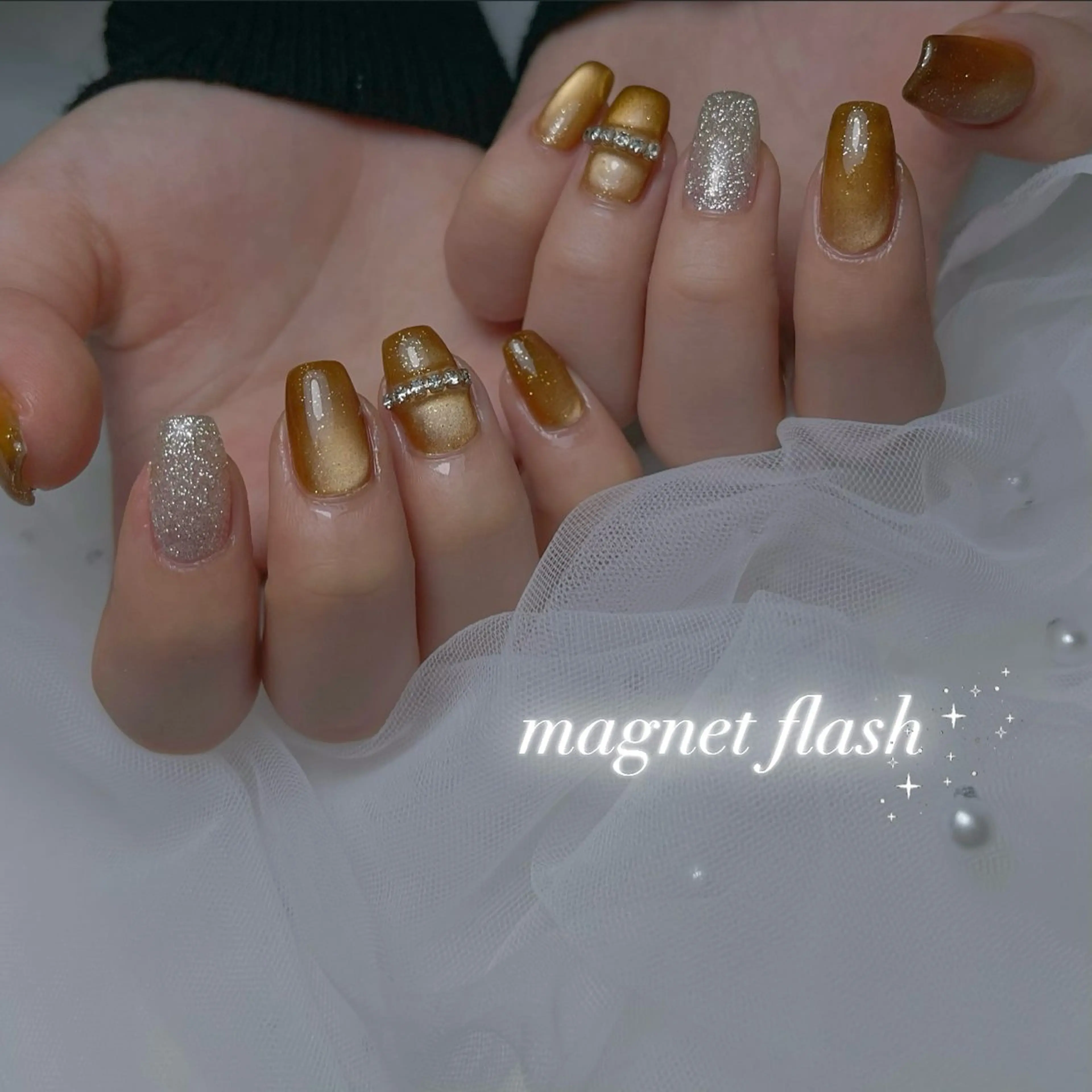 ネイル 長さ出し ジェルネイル 韓国ネイル マグネットネイル パラジェル ハンドネイル RE SALONのネイルデザイン