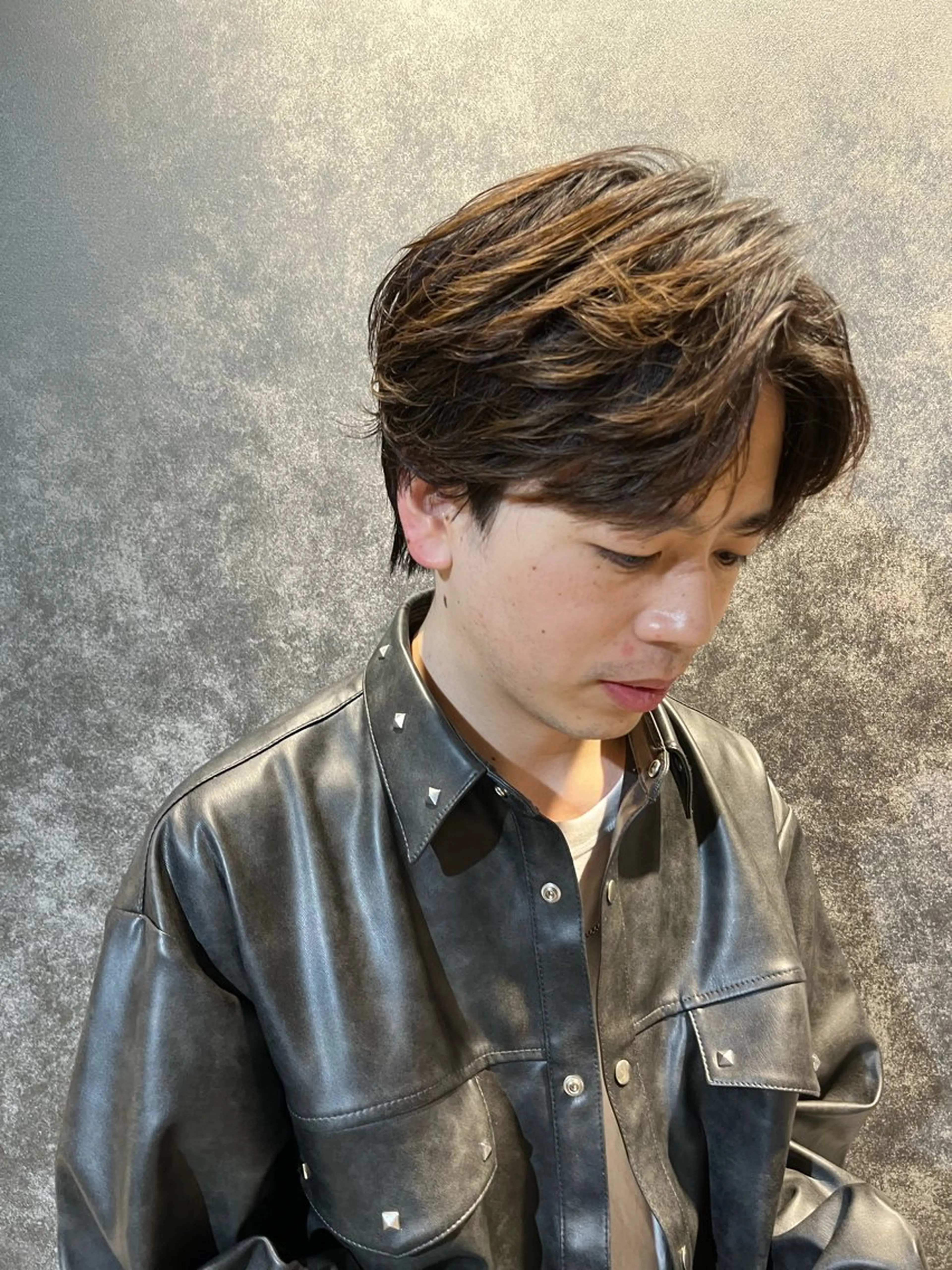 ショート カラー パーマ メンズ カット 【センターパート/ マッシュ】ryokaのヘアスタイル