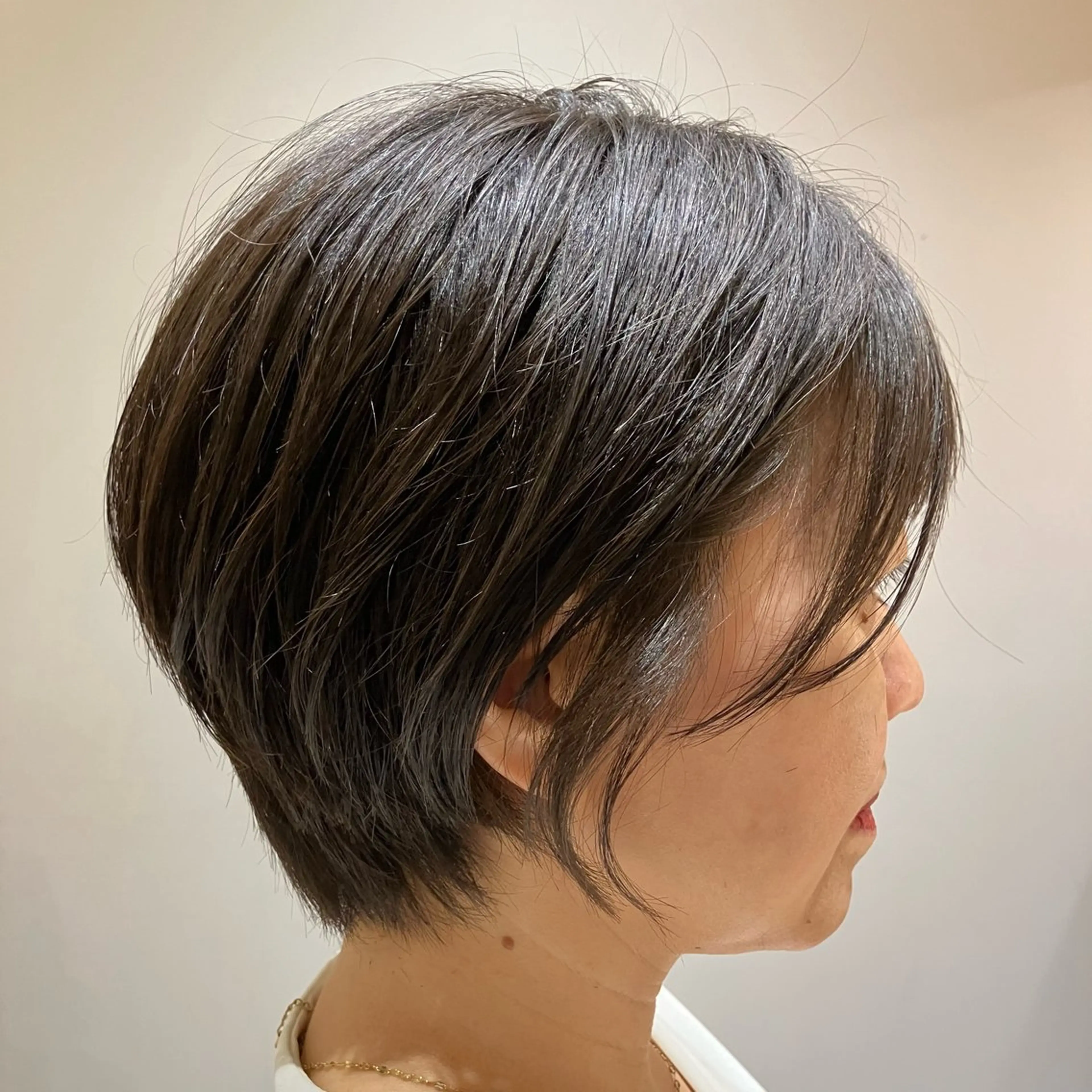 ショート カラー 脱白髪染め/大人ハイ ライト/田中佑季のヘアスタイル