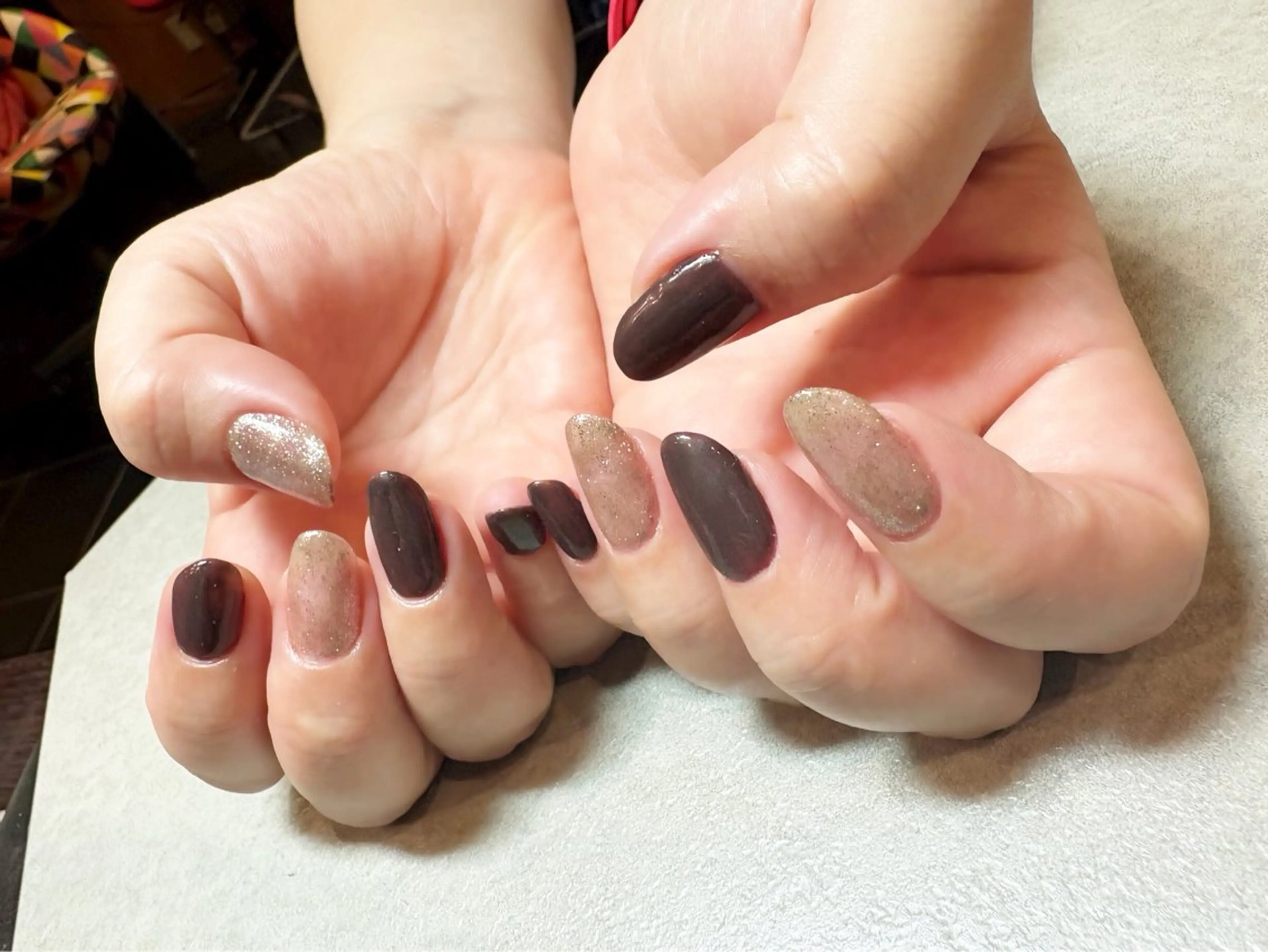 ネイル ブラウン ラメ(グリッター) Nailsalon Tara.所属・Tara HaRu.のネイルデザイン