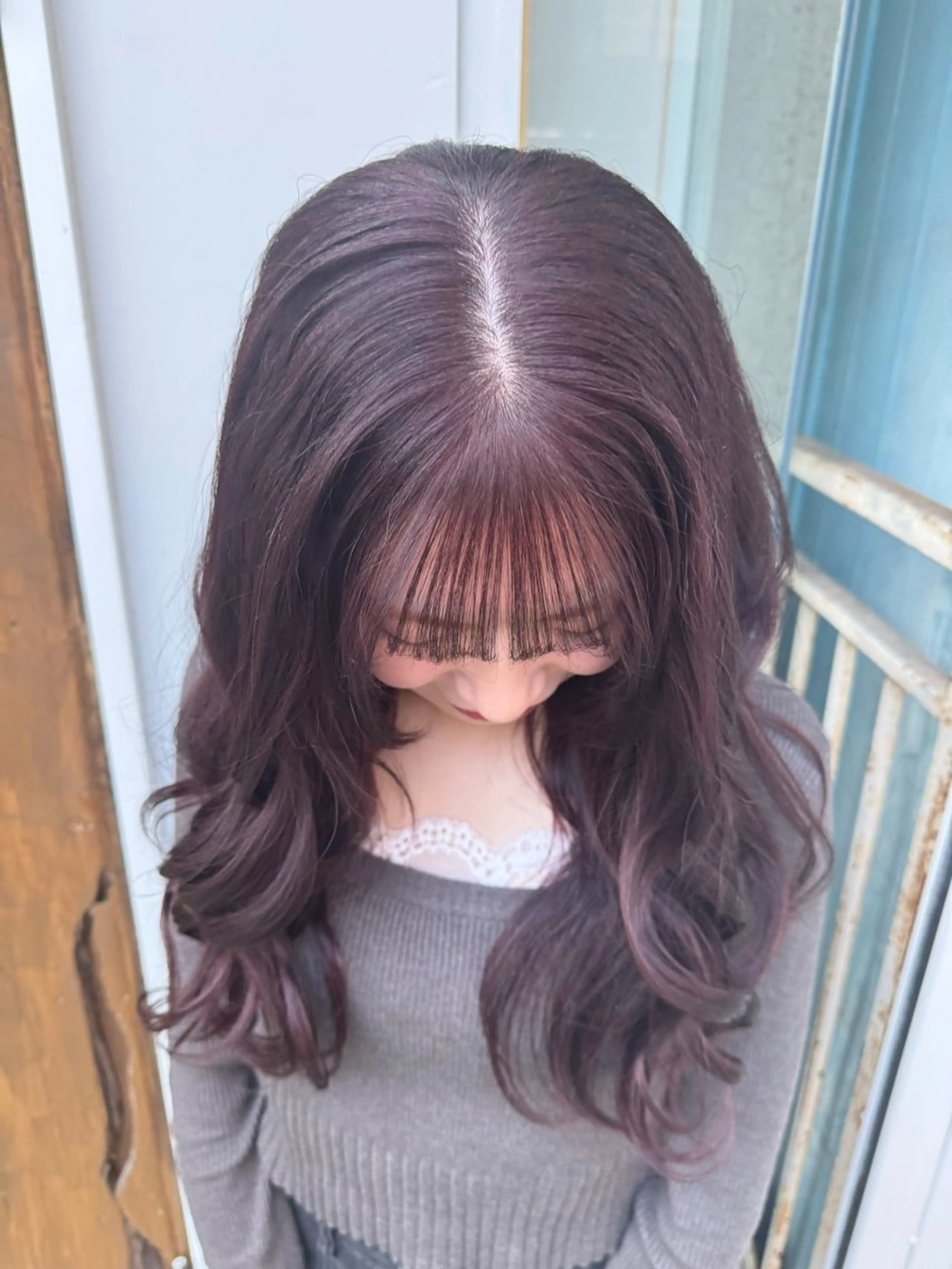 ロング カラー ブリーチ ブラウンカラー ダブルカラー ブリーチなしカラー ピンクカラー ヘアカラー IO【イオ】ブリーチ／ダブルカラー/髪質改善/ケアブリーチ/ハイトーン／長野市／長野駅所属・木藤 優杏のヘアスタイル