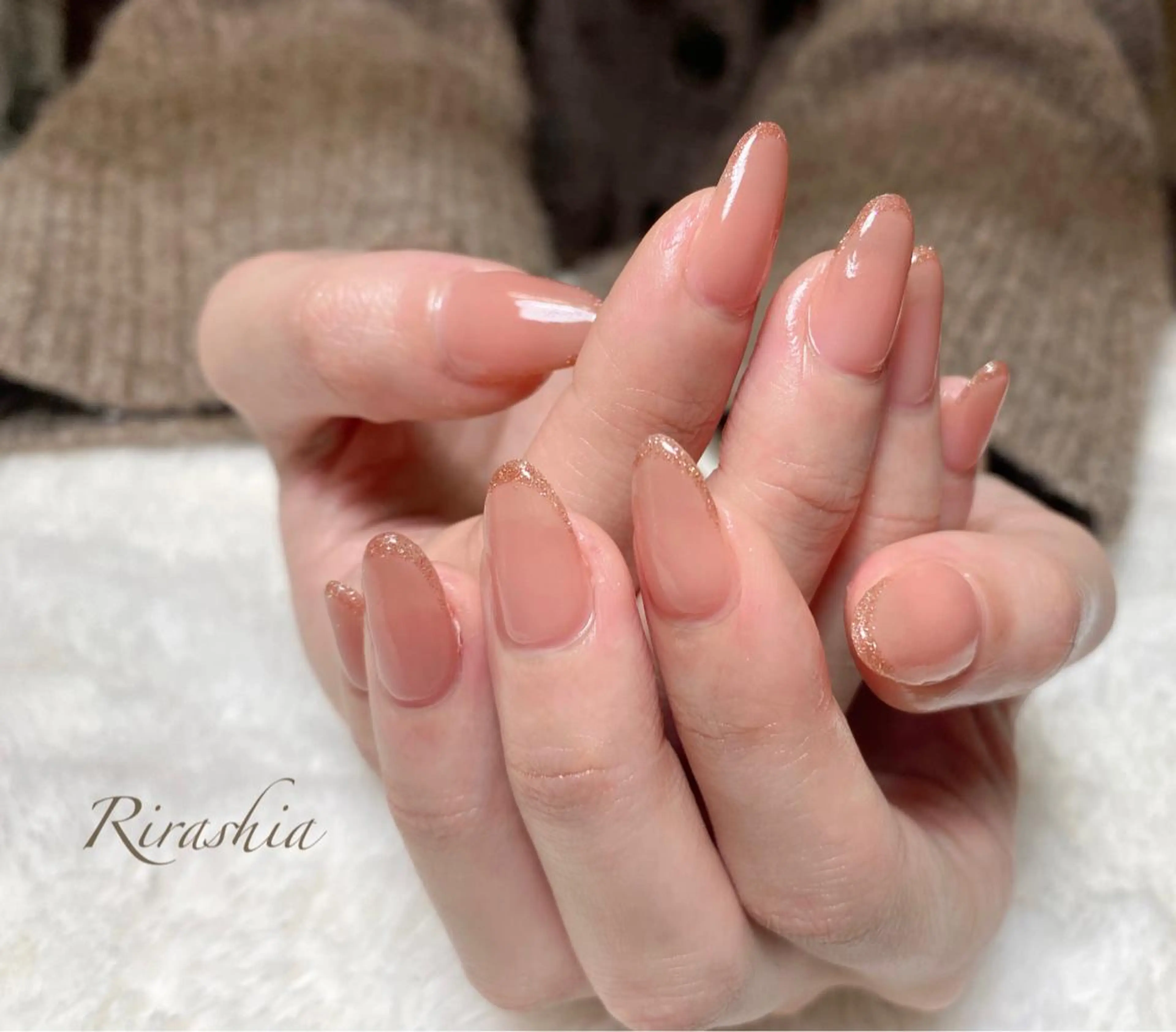 ネイル ラメ(グリッター) ハンドネイル ハンドケア うる艶/透明感 Rirashaのネイルデザイン