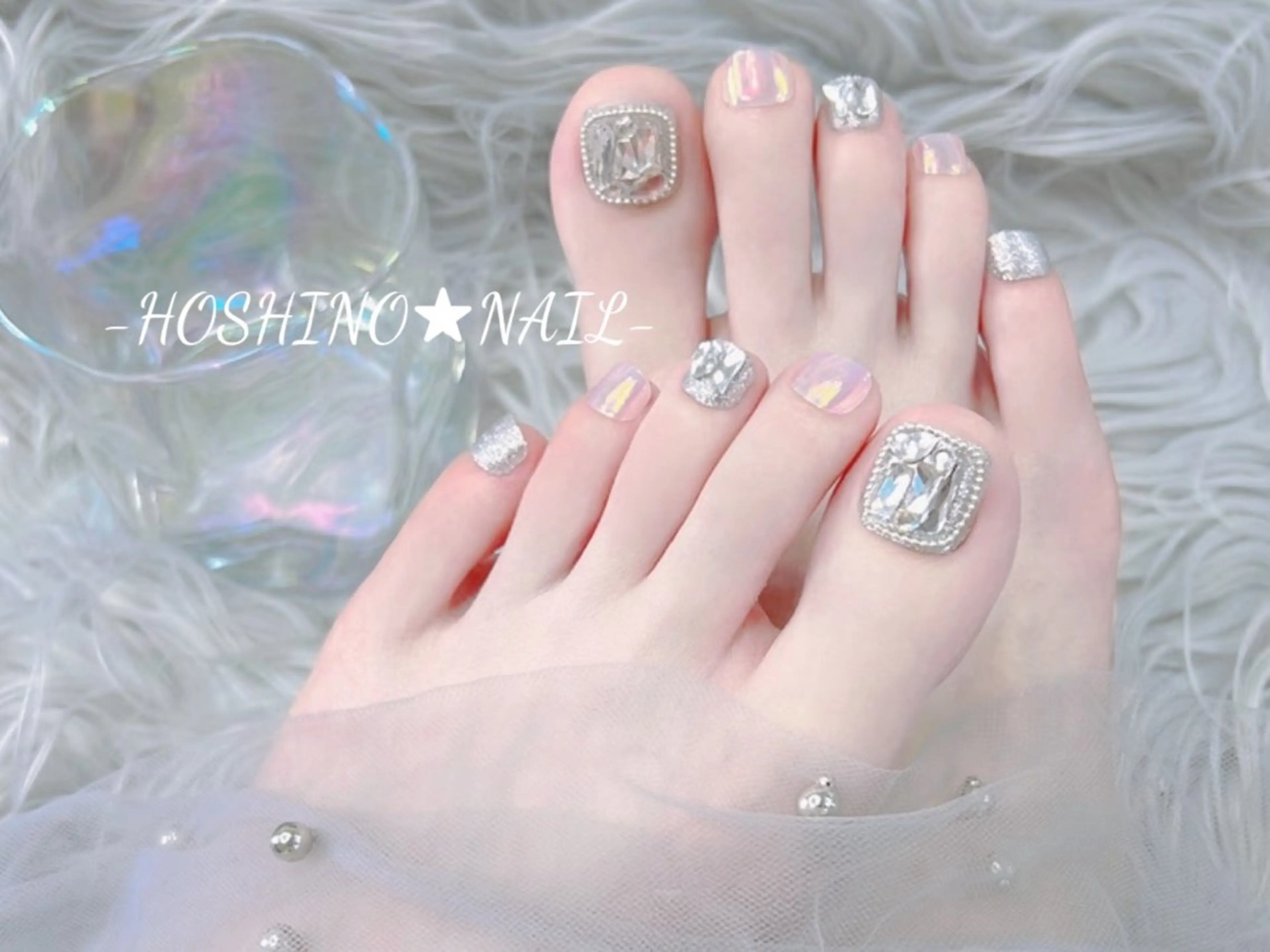 ネイル 長さ出し フットネイル ジェルネイル 韓国ネイル マグネットネイル フットネイル ★HOSHINO NAIL★新宿店のネイルデザイン